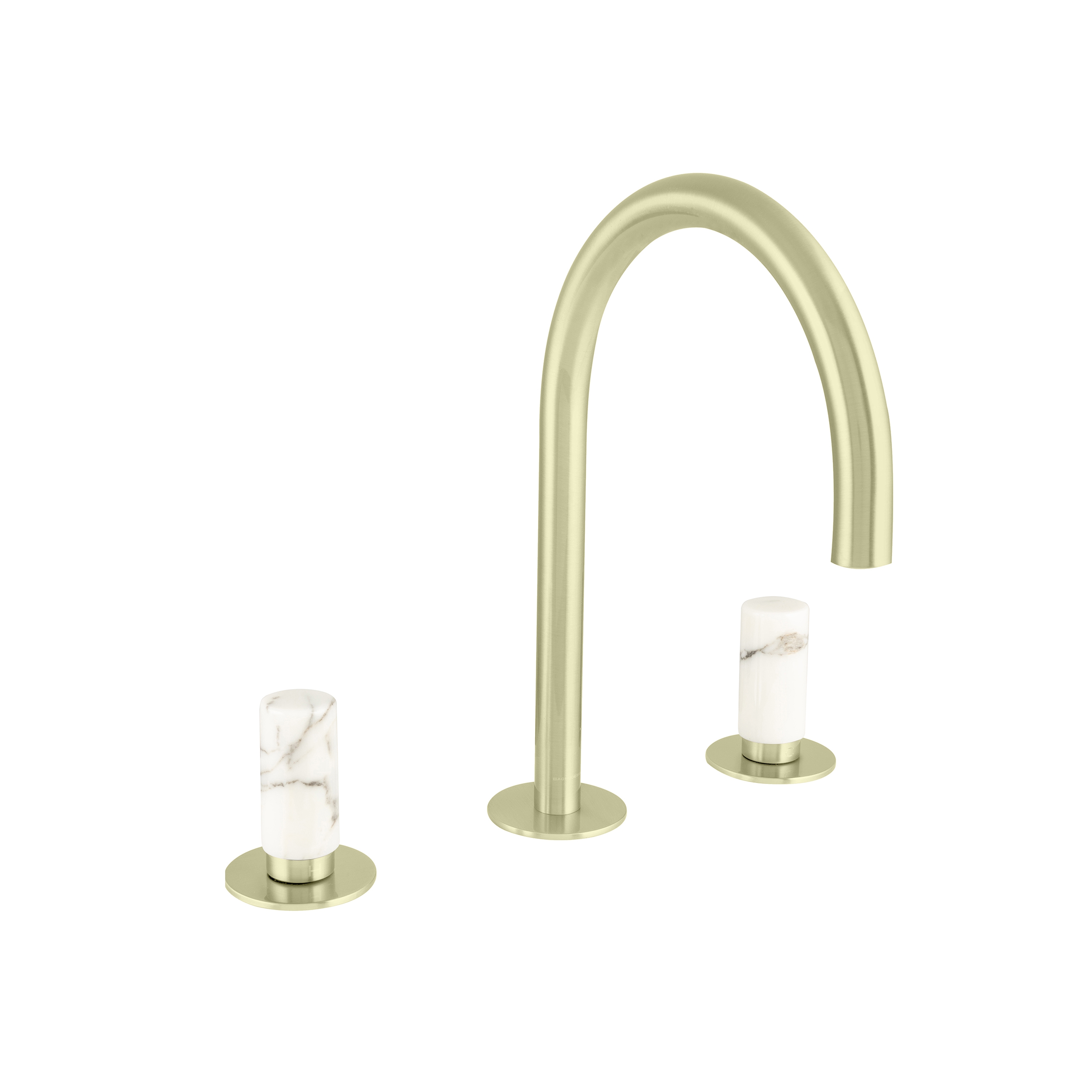 Sestriere | 3 Hole Deck Mounted Basin Mixer With White Marble Handle
