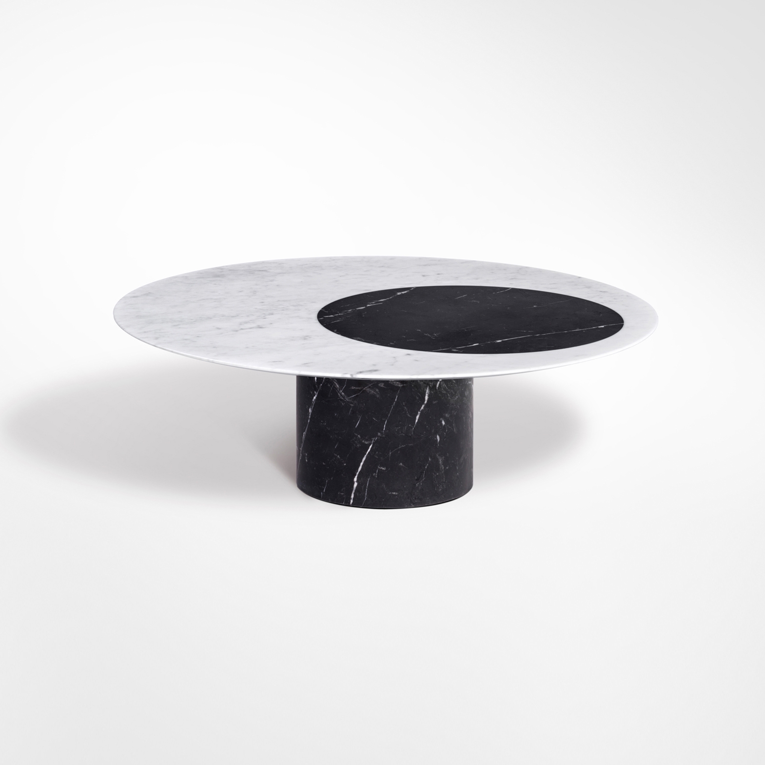 Proiezioni Coffee Table Nero Marquina / Bianco Carrara 90x90 h30 without inlay