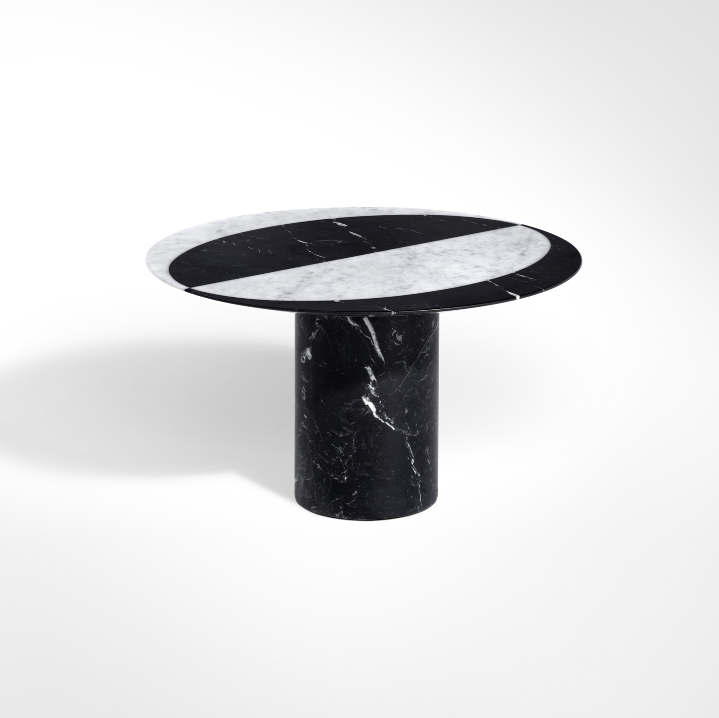 Vertoon produk Proiezioni Coffee Table Nero Marquina / Bianco CarraraØ60 h35 without inlay van vervaardiger Salvatori
