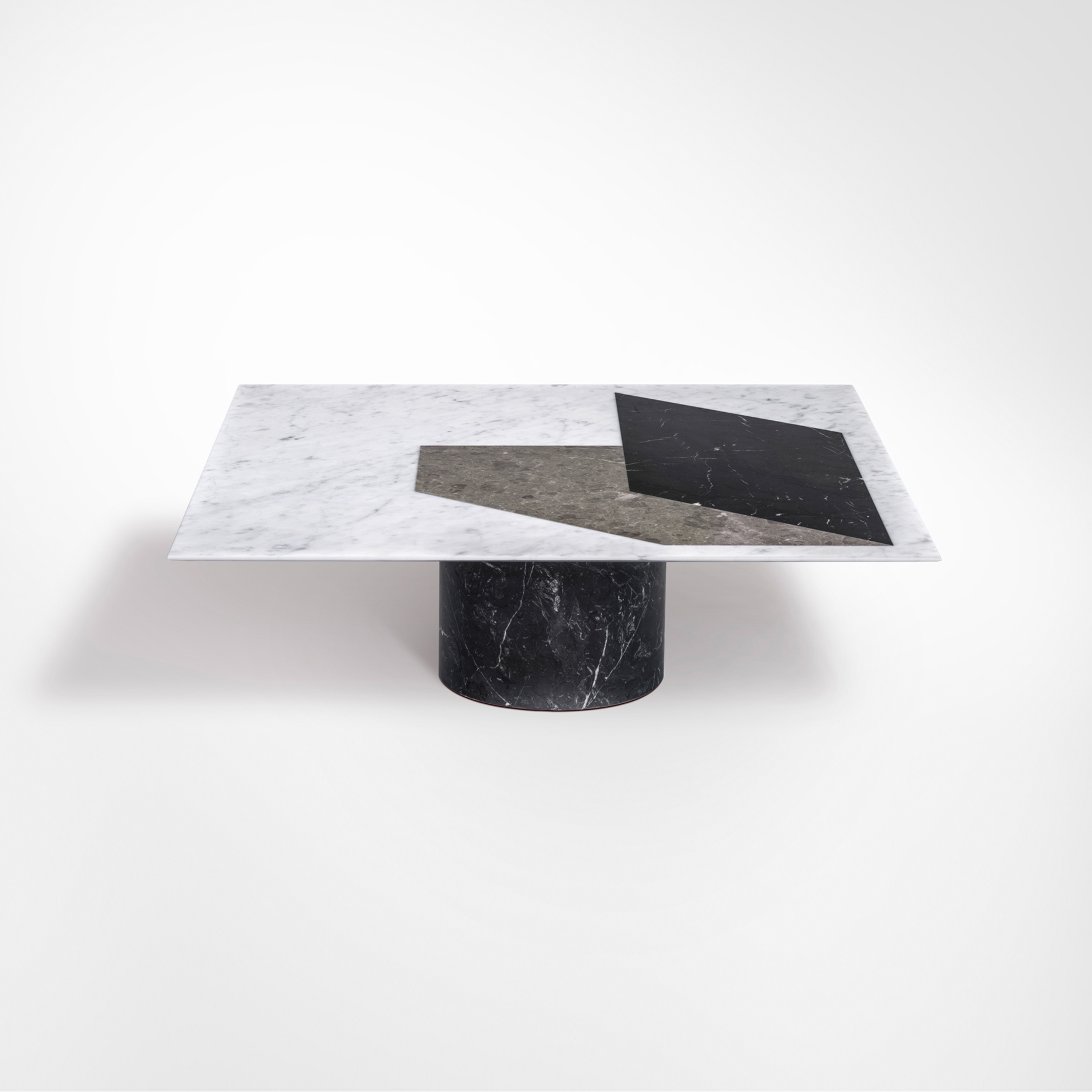 Proiezioni Coffee Table Nero Marquina / Bianco Carrara Ø90 h35 with inlay