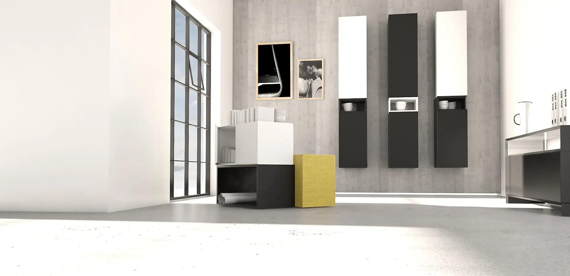 Inwerk - Masterbox® Design Lowboard with seat cushions; Masterbox Design Lowboard on base 1.5 FH