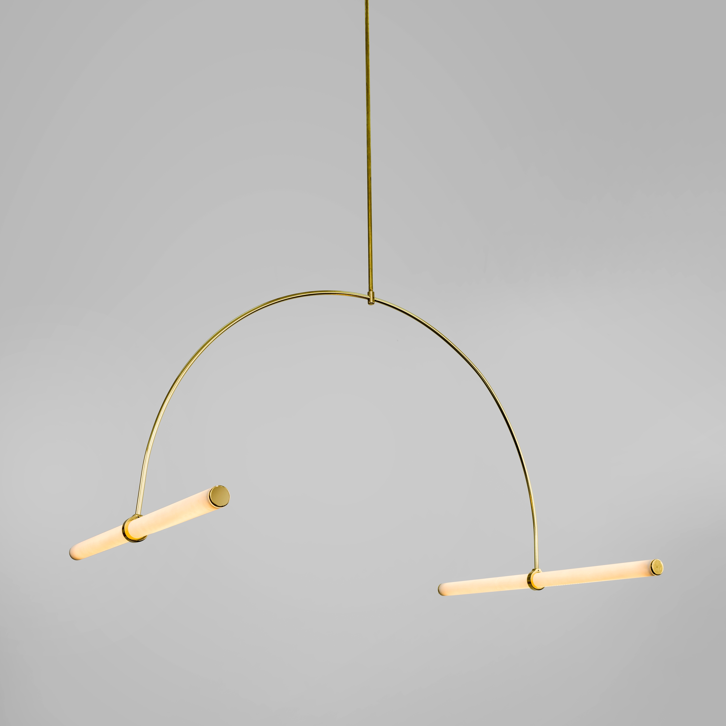 Vertoon produk Tube pendant No. 1 - LED light, ceiling, natural brass finish van vervaardiger Naama Hofman Light Objects