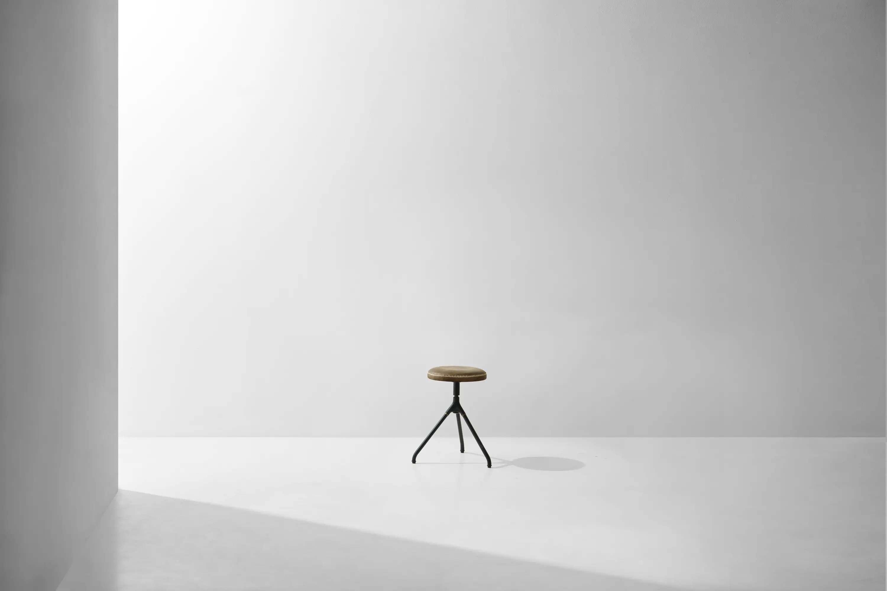 District Eight - Akron Low Stool With Leather Seat