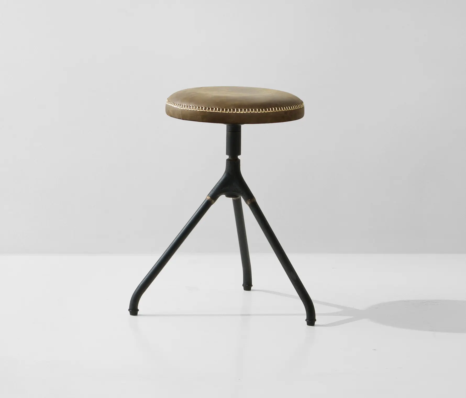 District Eight - Akron Low Stool With Leather Seat