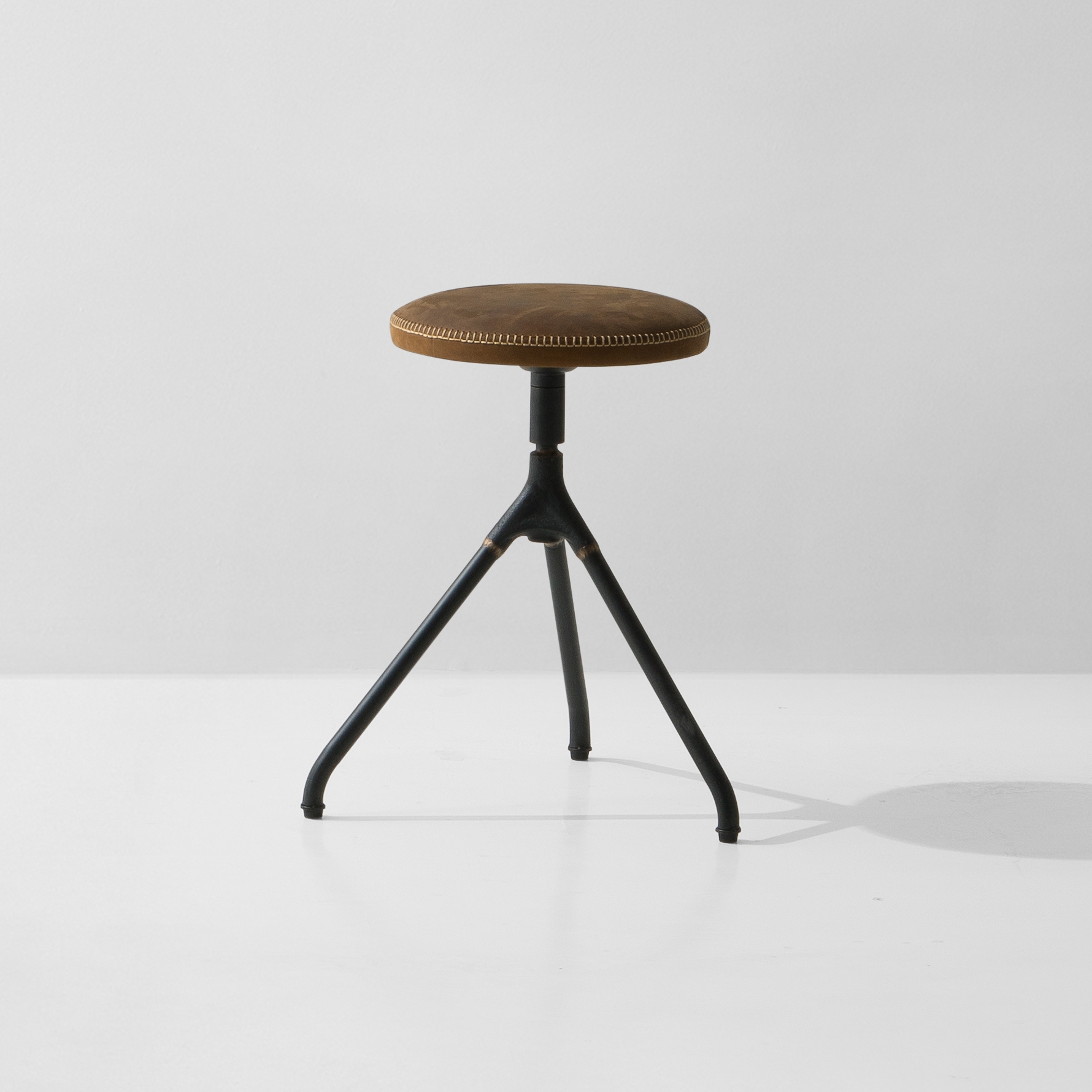Display product Akron Low Stool With Leather Seat from manufacturer District Eight