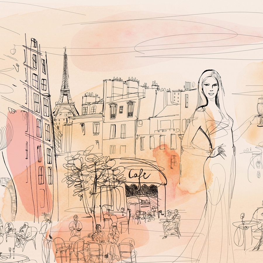 Mostra il prodotto Watercolor and fashion in Paris del produttore WallPepper