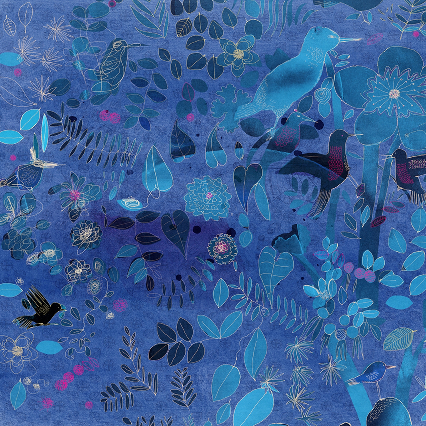 Mostra il prodotto Watercolor and nature in blue del produttore WallPepper