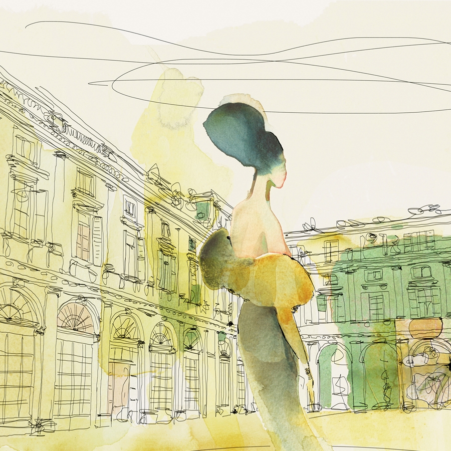 Mostra il prodotto Watercolor and Palazzo Serbelloni, woman in style del produttore WallPepper