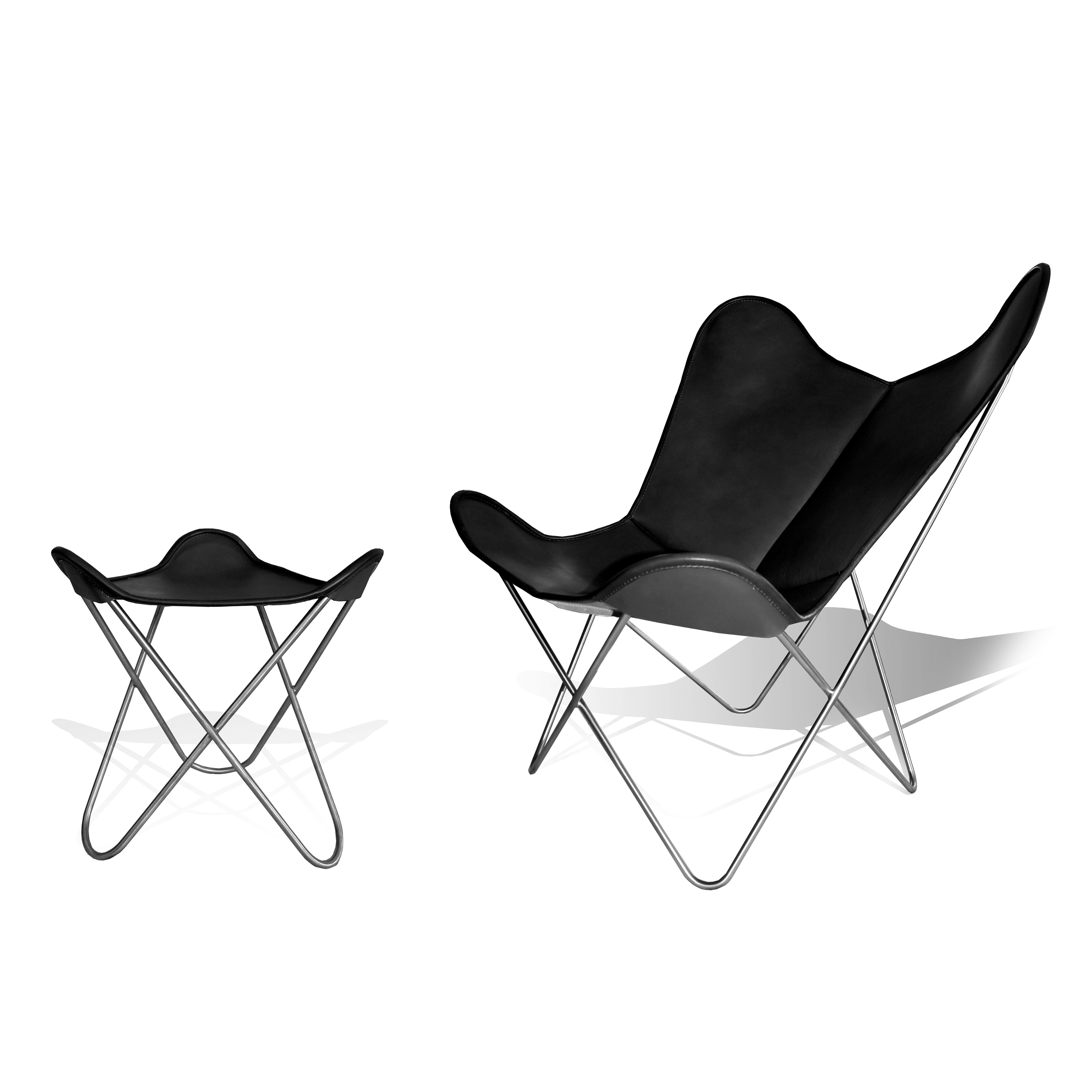Produkt Hardoy Butterfly Chair ORIGINAL Leder schwarz mit Ottoman des Herstellers Weinbaums anzeigen