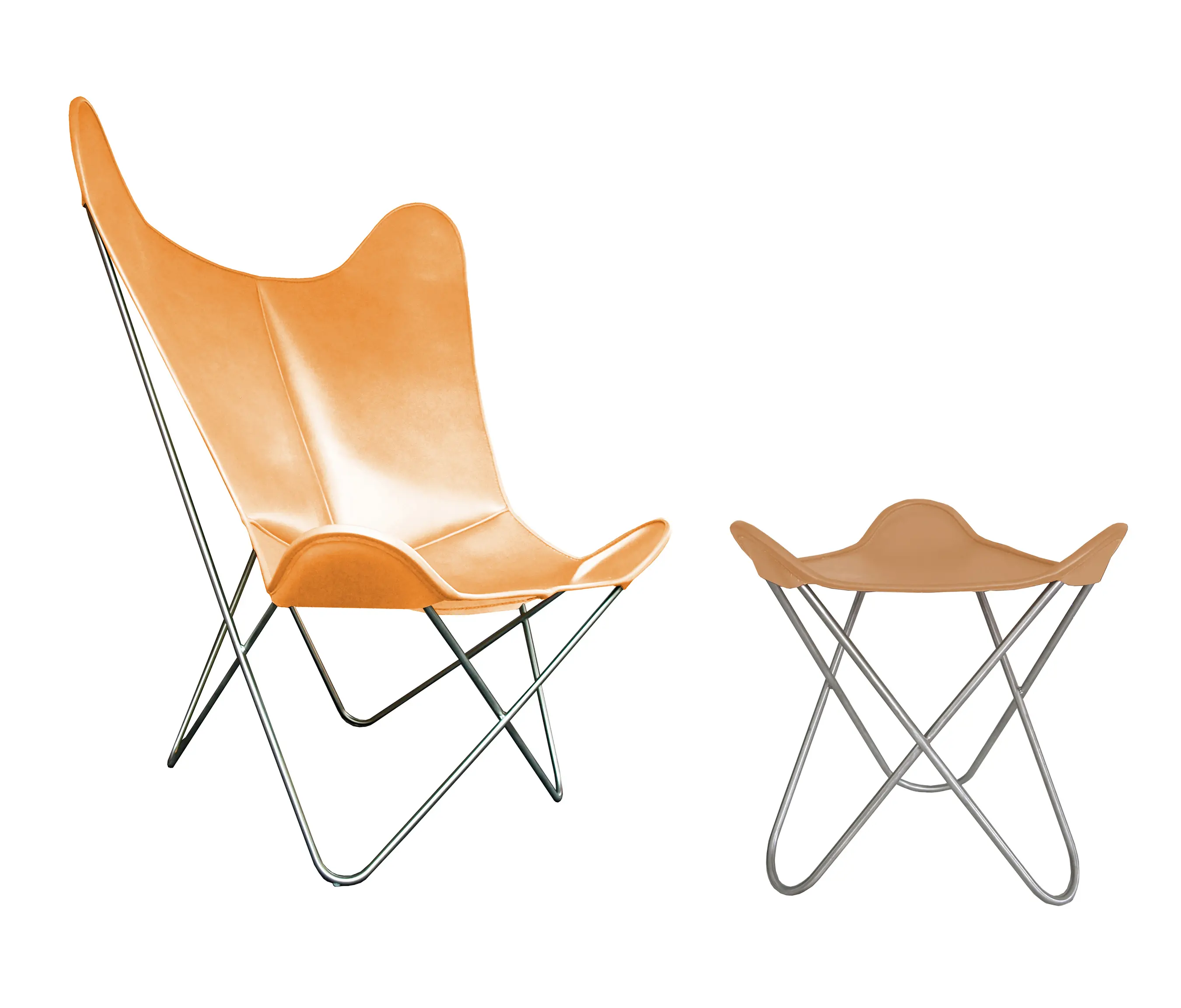 Weinbaums - Hardoy Butterfly Chair GRAND COMFORT leather honey brown with ottoman