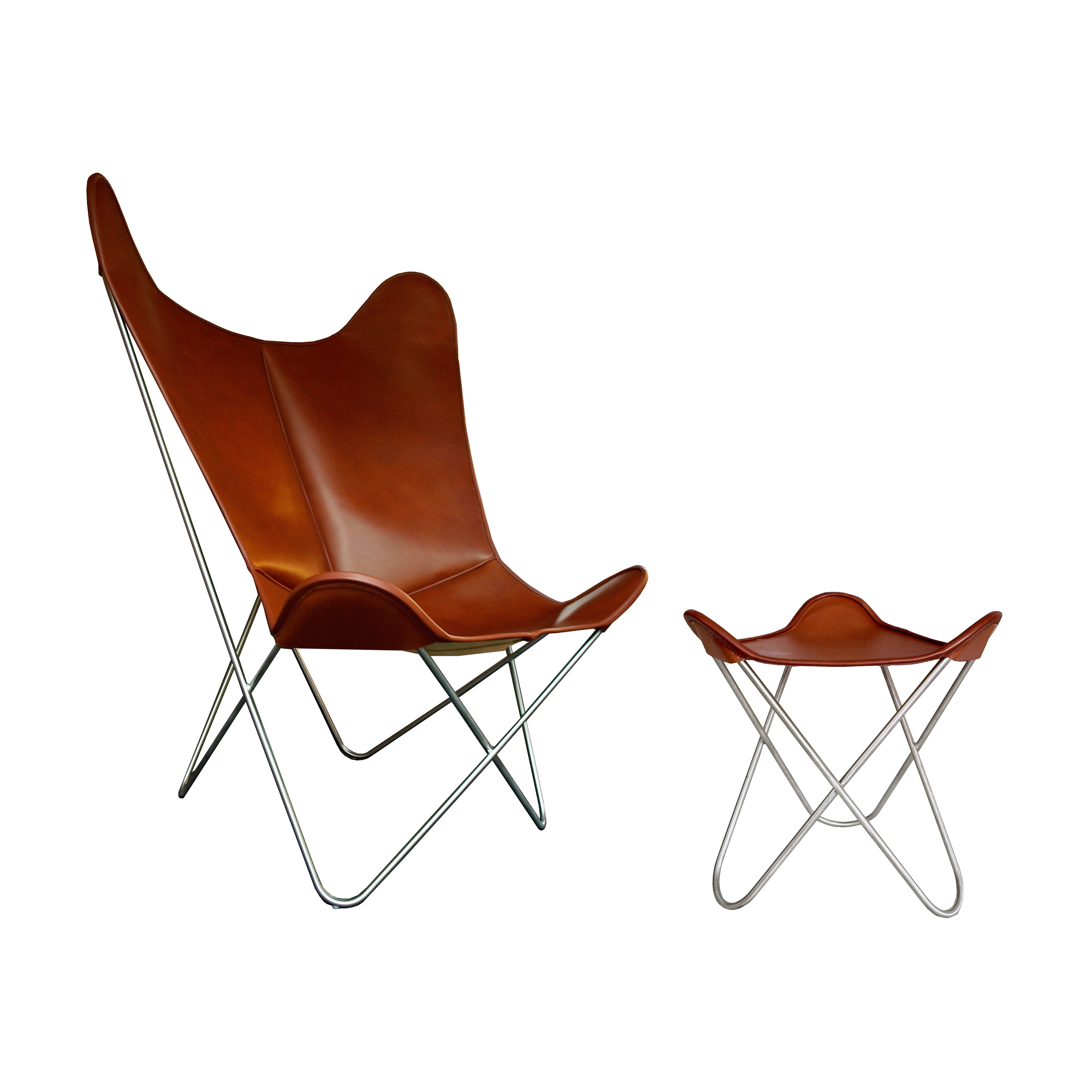 Produkt Hardoy Butterfly Chair GRAND COMFORT Leder tabakbraun mit Ottoman des Herstellers Weinbaums anzeigen