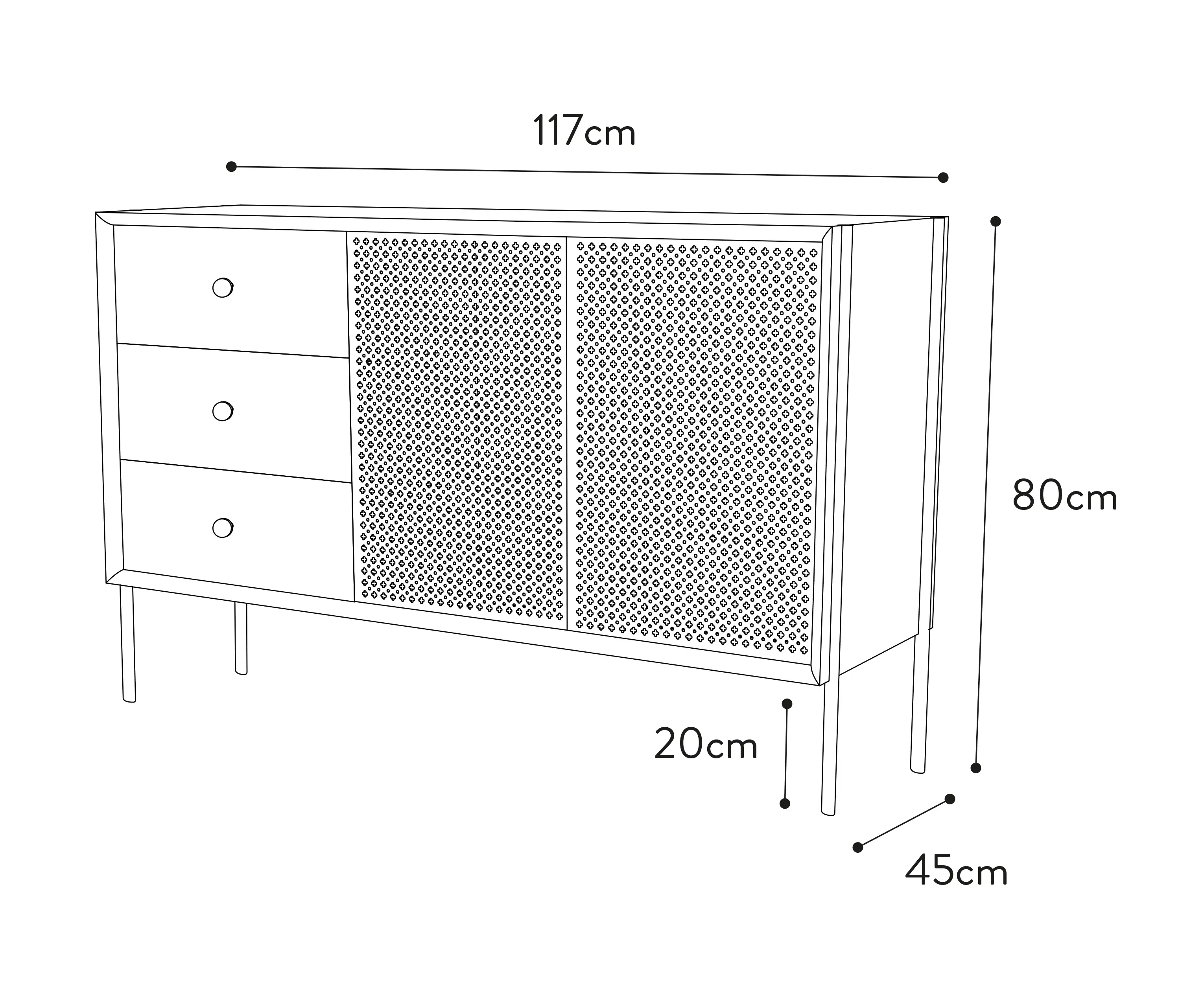 Hartô - Gabin | Buffet 62cm sans tiroir, gris clair