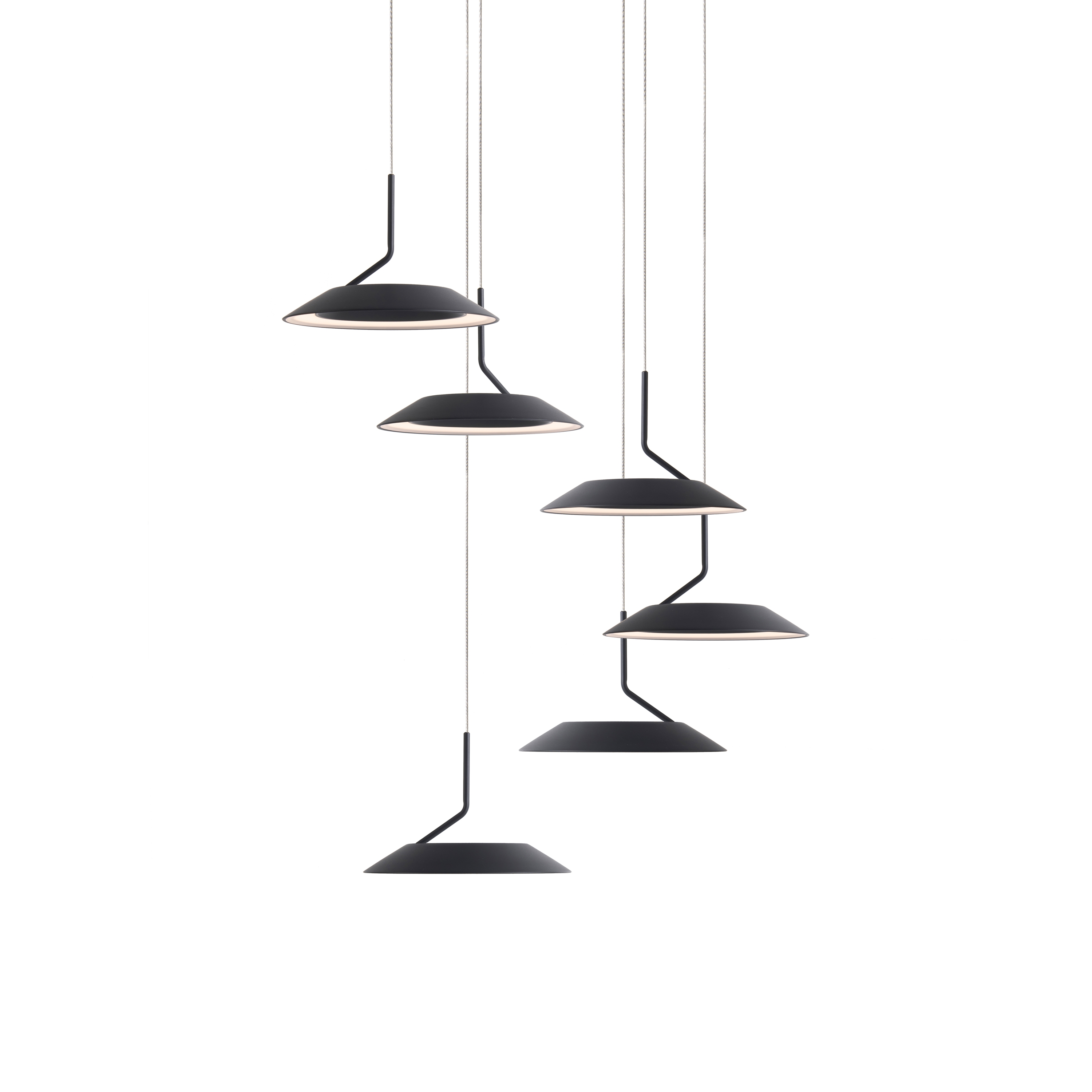 Display product Royyo Pendant (Circular with 6 pendants), Matte Black, Matte Black Canopy from manufacturer Koncept