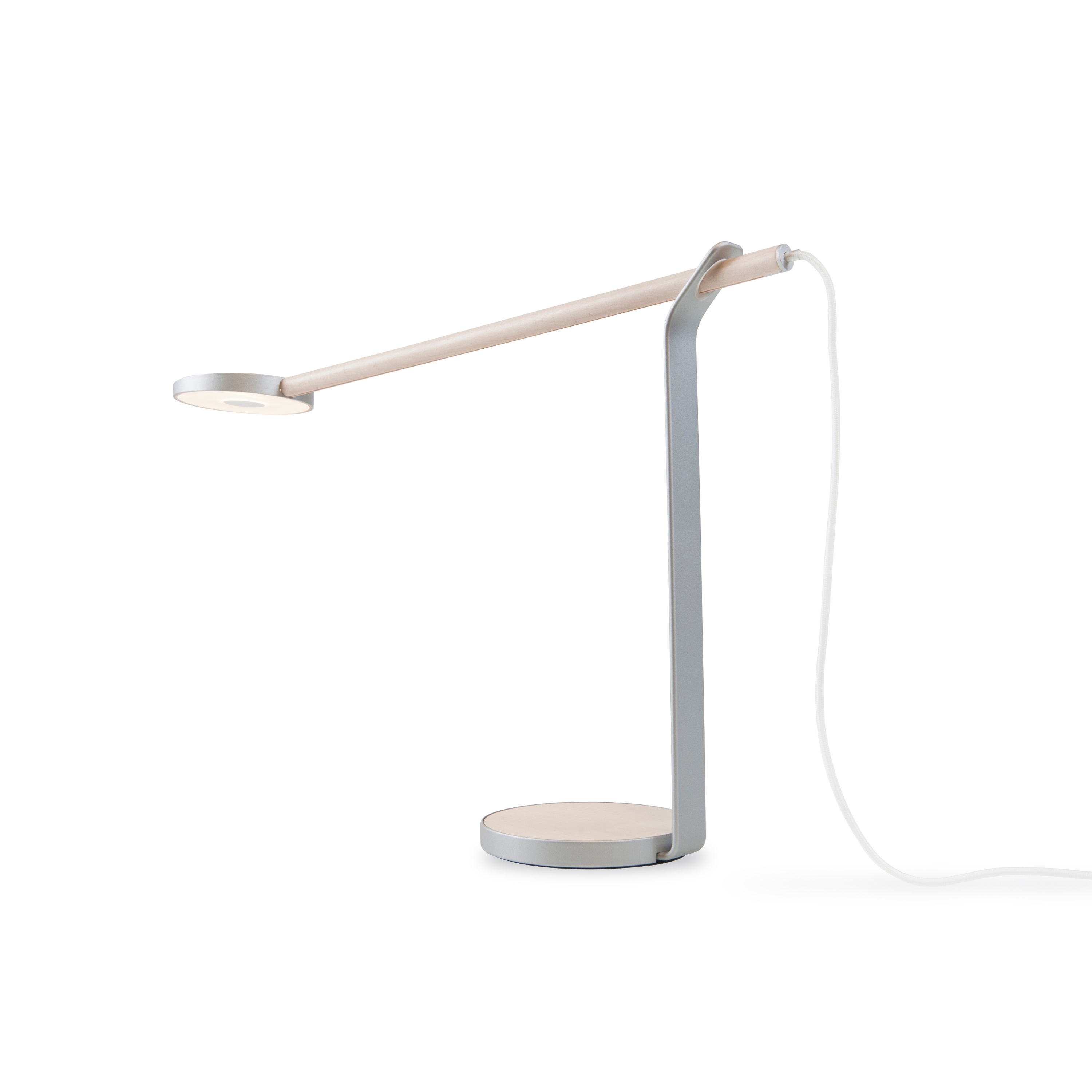 Display product Gravy LED Desk Lamp - Maple & Silver from manufacturer Koncept