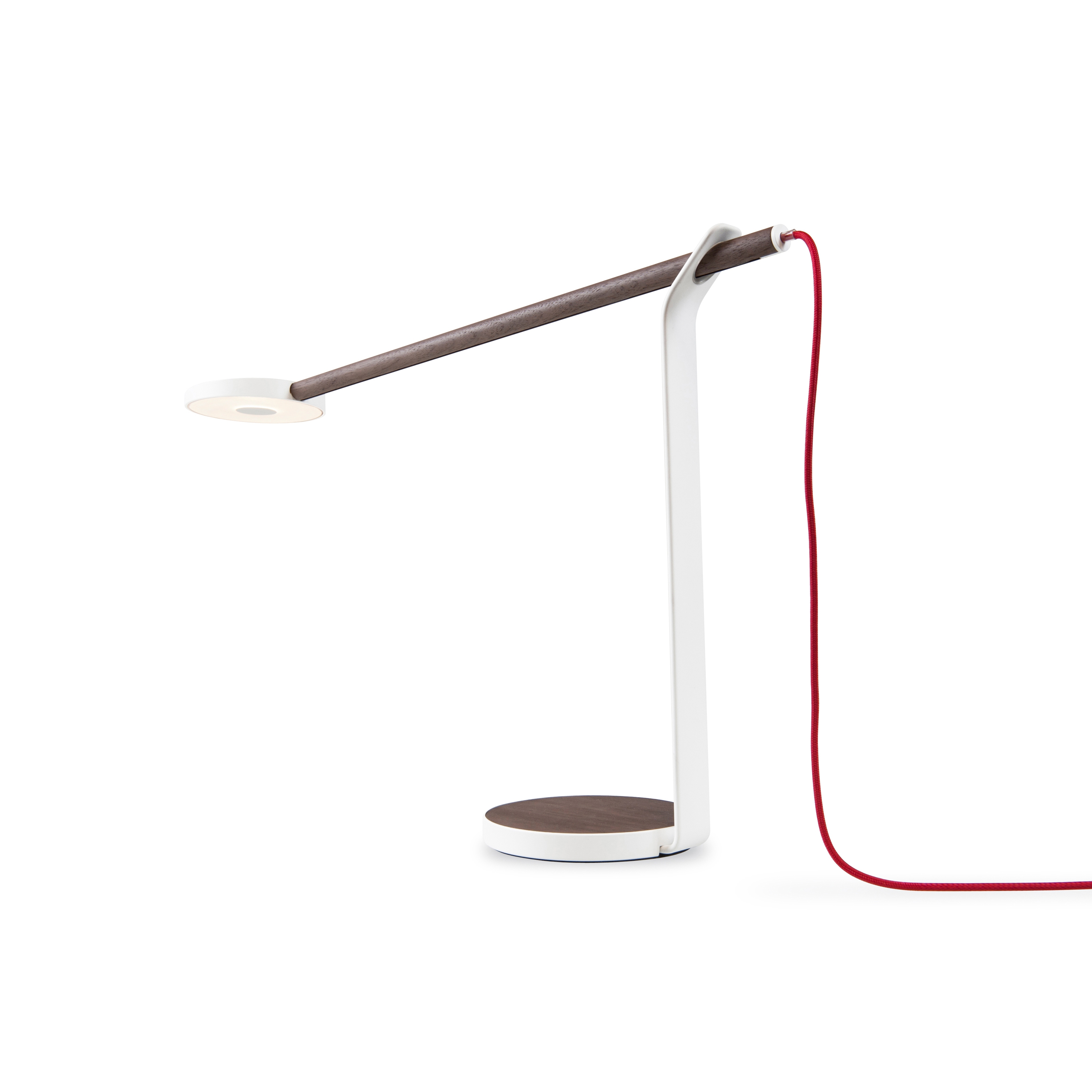 Display product Gravy LED Desk Lamp - Walnut & Matte White from manufacturer Koncept