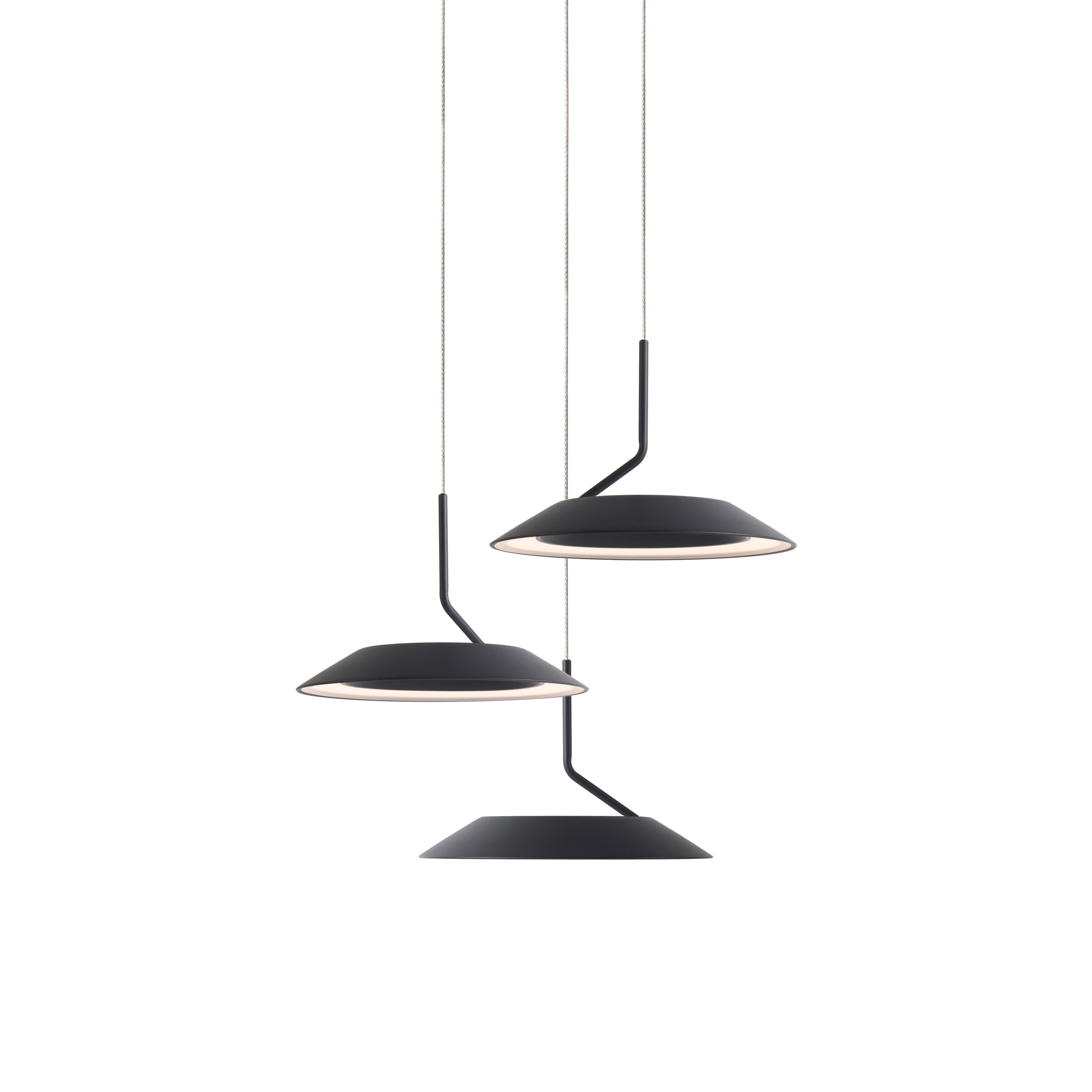 Royyo Pendant (Circular with 3 pendants), Matte Black, Matte Black Canopy