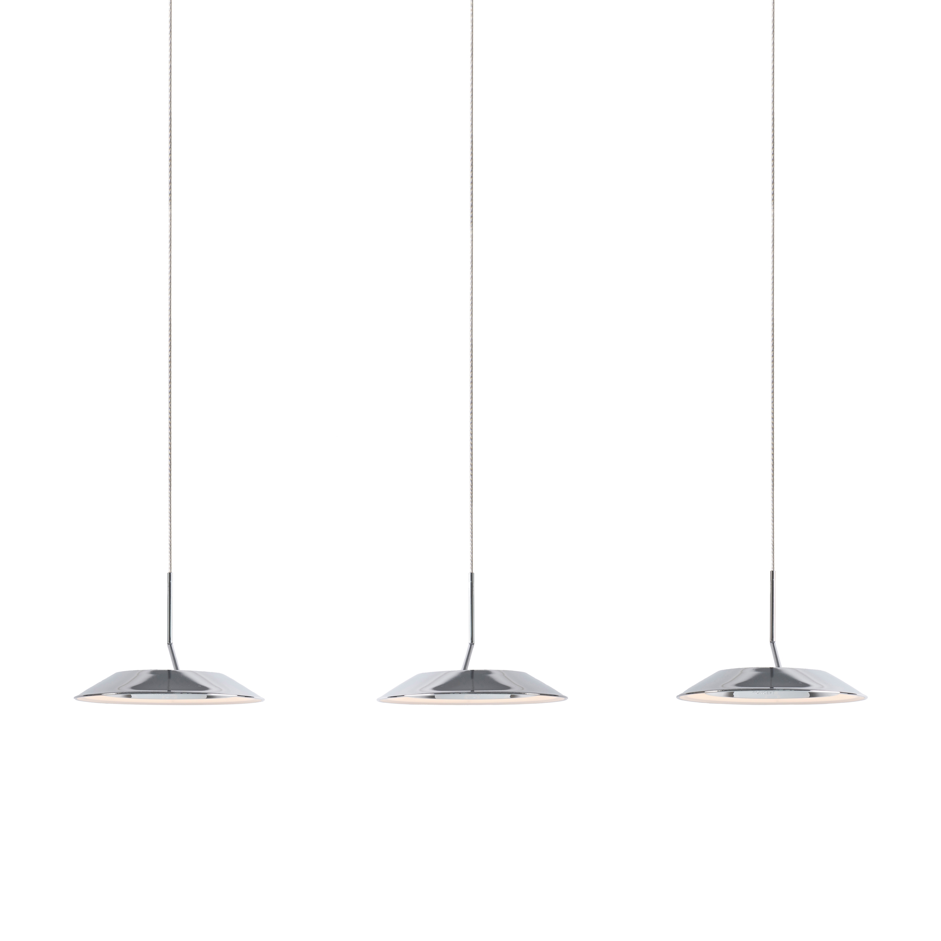 Royyo Pendant (linear with 3 pendants), Chrome, Matte White Canopy