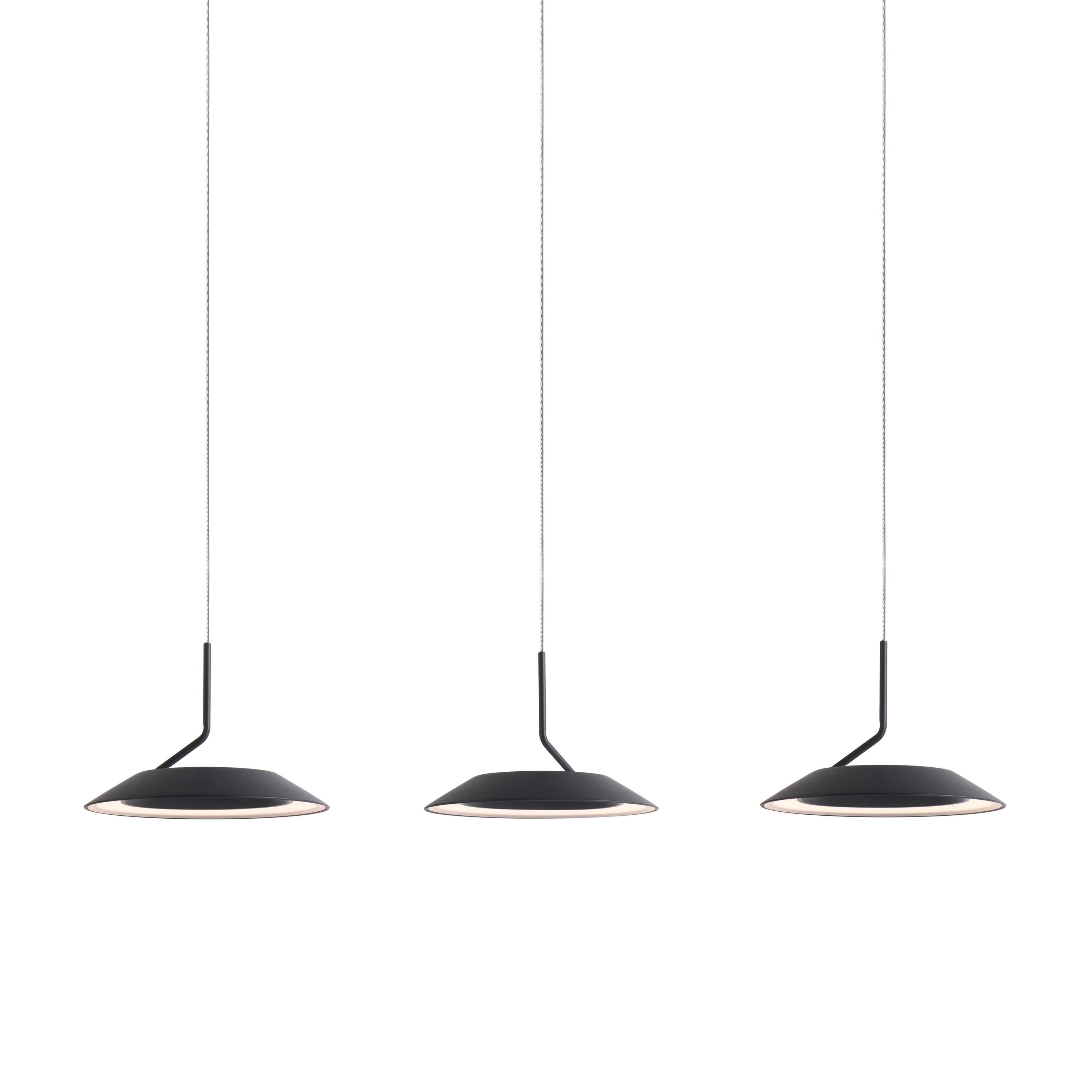 Display product Royyo Pendant (linear with 3 pendants), Matte Black, Matte Black Canopy from manufacturer Koncept
