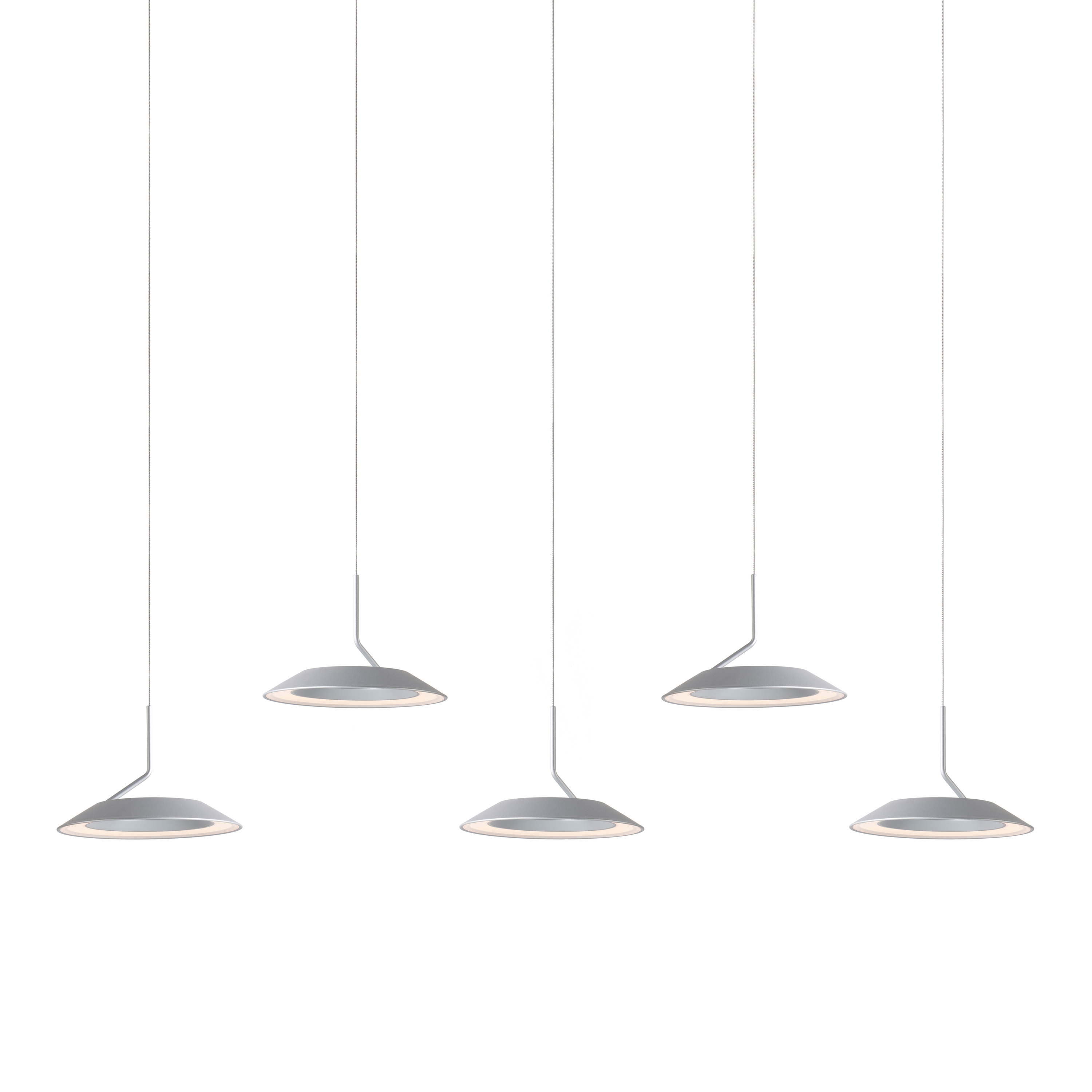 Display product Royyo Pendant (linear with 5 pendants), Silver, Silver Canopy from manufacturer Koncept