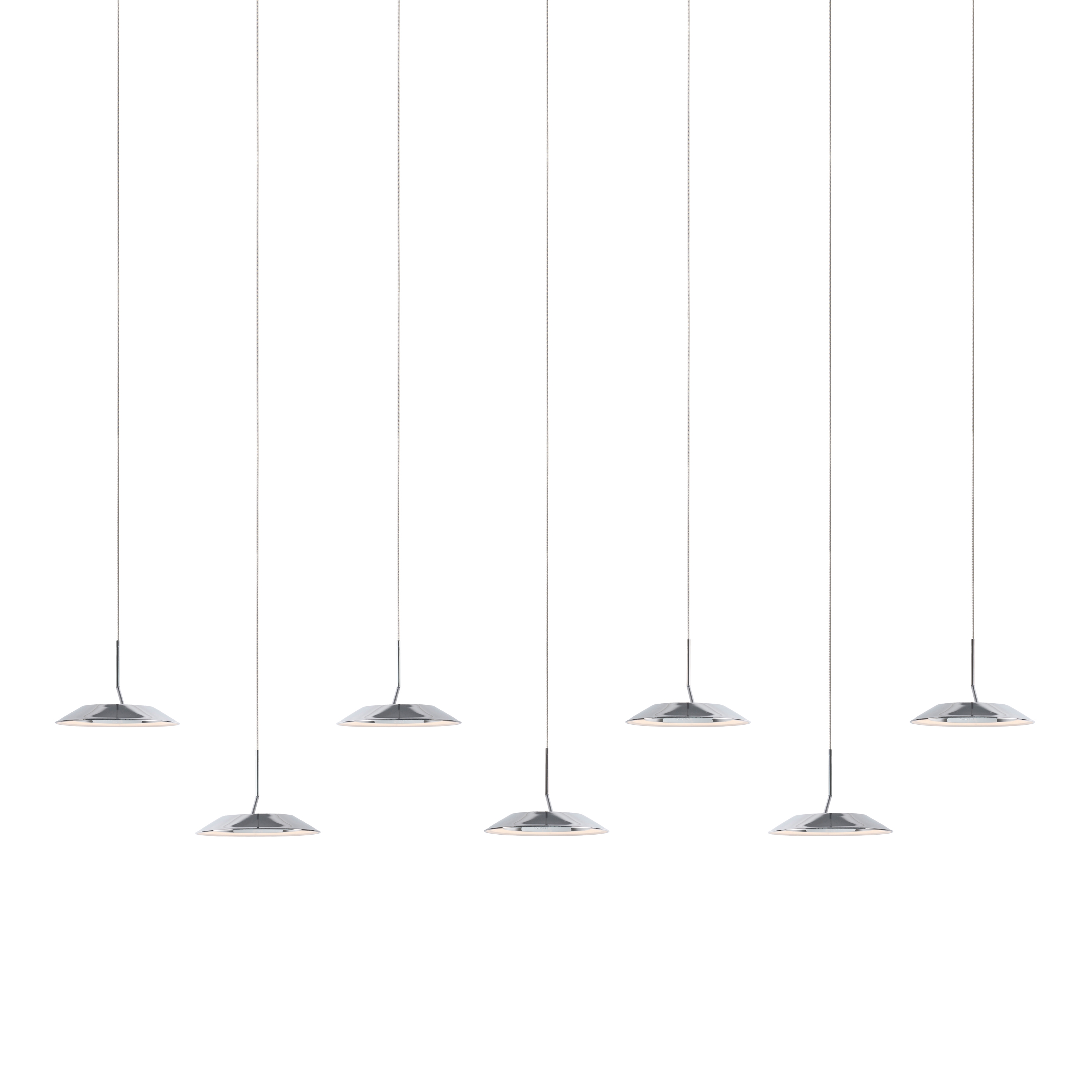 Display product Royyo Pendant (linear with 7 pendants), Chrome, Matte White Canopy from manufacturer Koncept
