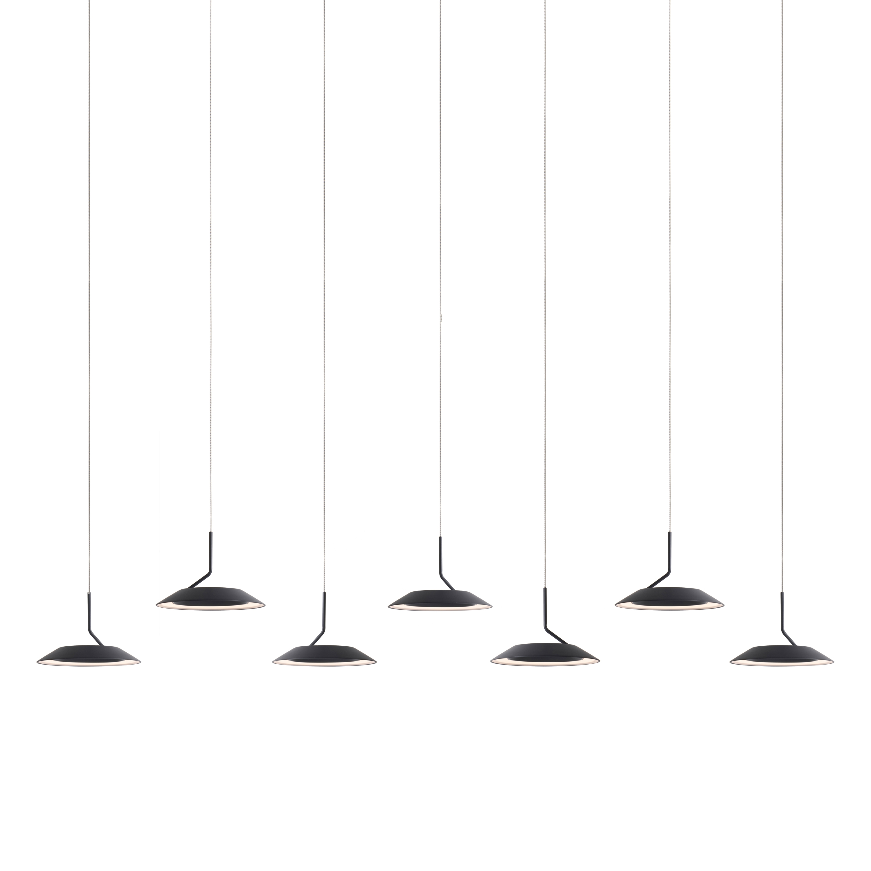 Royyo Pendant (linear with 7 pendants), Matte Black, Matte Black Canopy