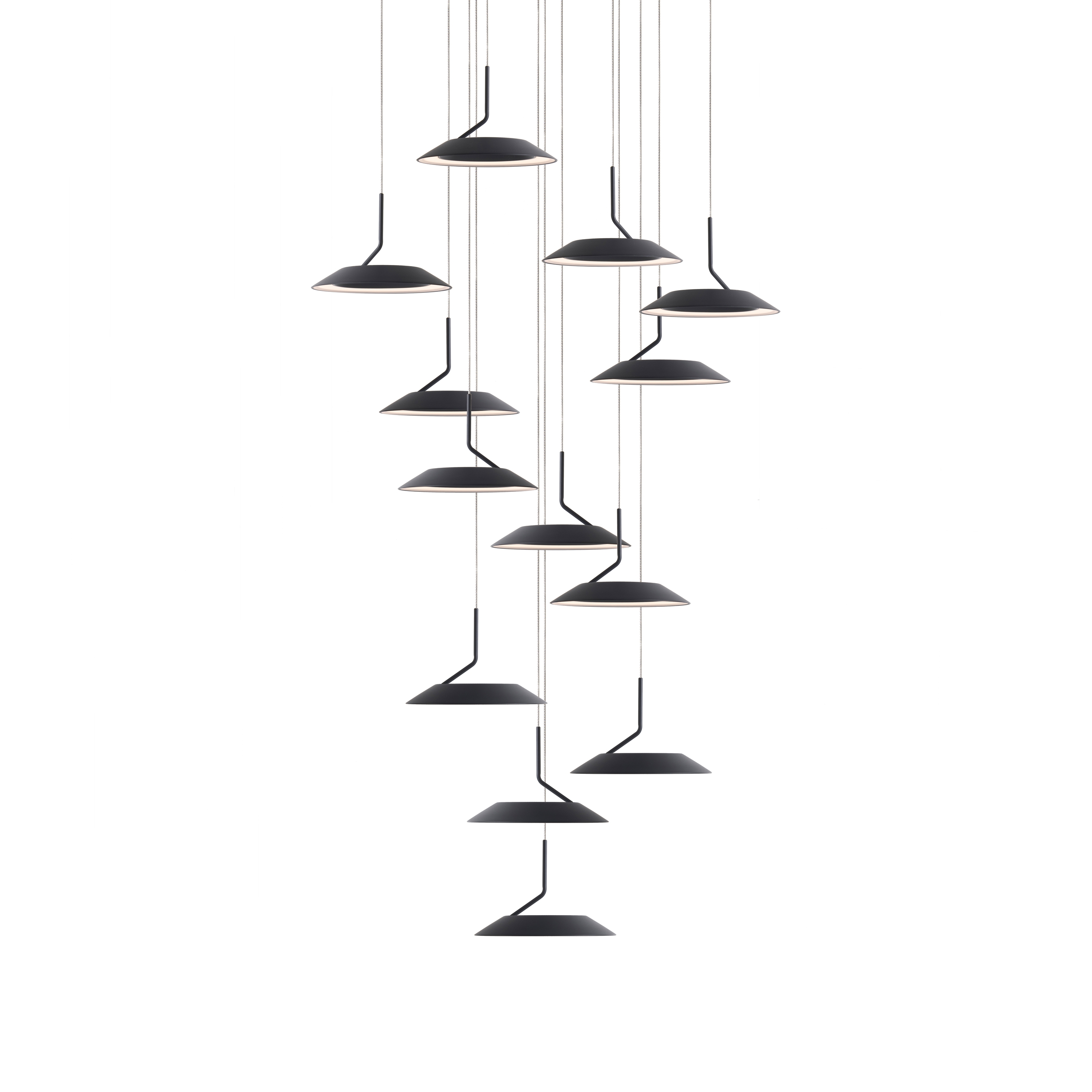 Display product Royyo Pendant (Circular with 13 pendants), Matte Black, Matte Black Canopy from manufacturer Koncept