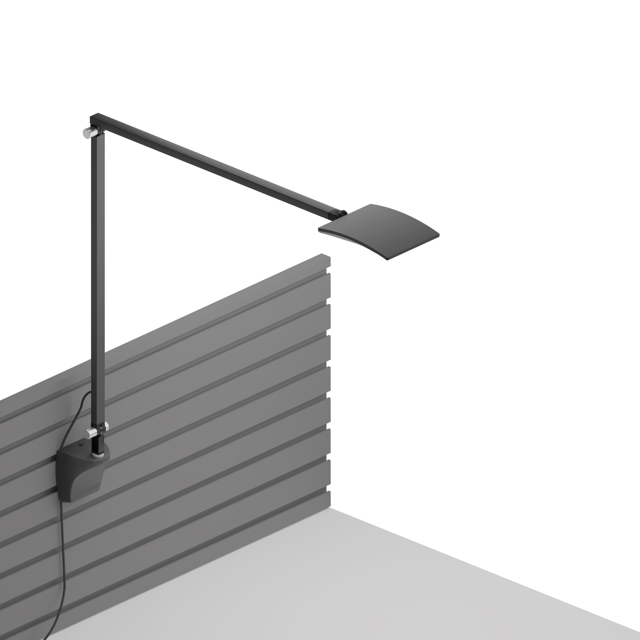Display product Mosso Pro Desk Lamp with slatwall mount, Metallic Black from manufacturer Koncept