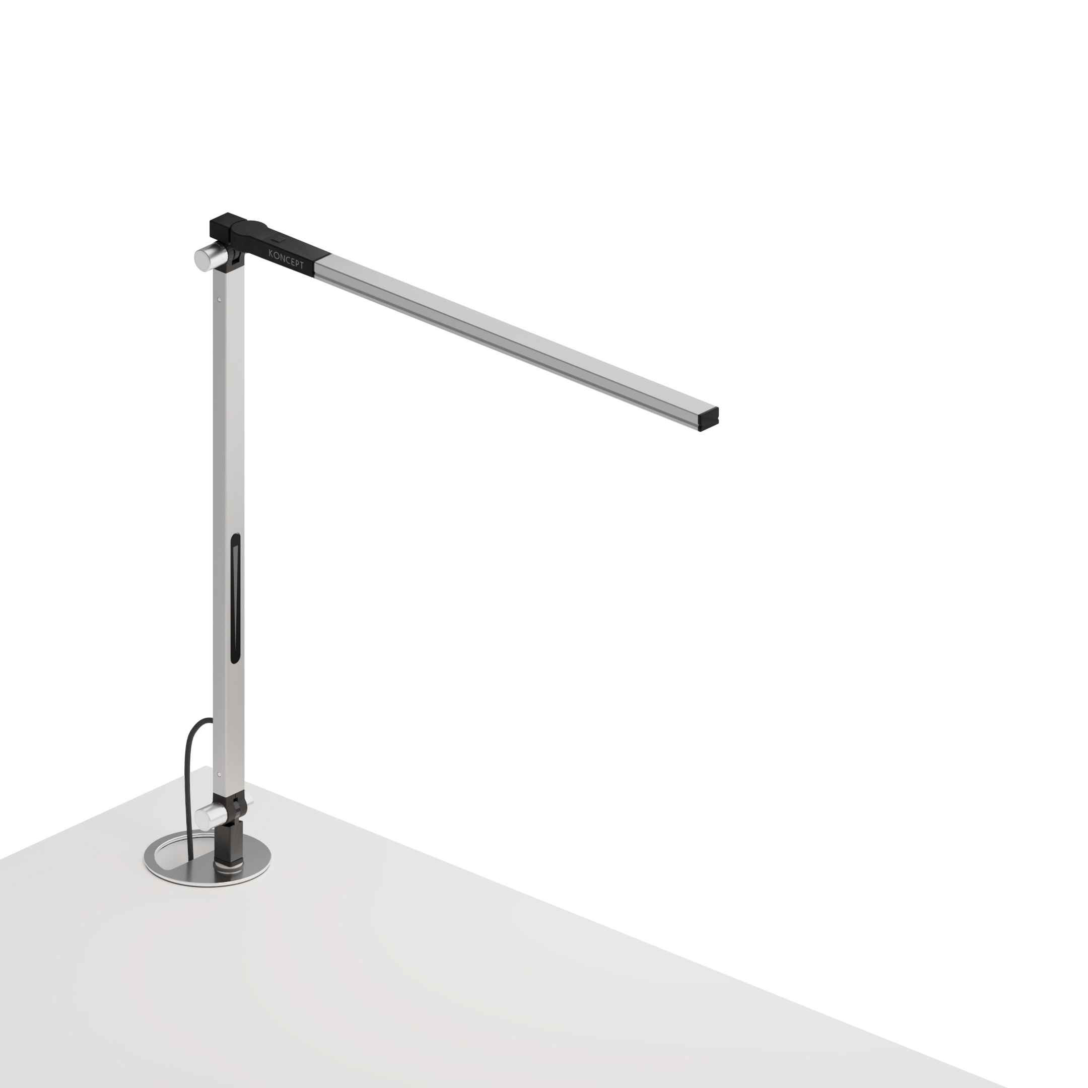 Z-Bar Solo mini Desk Lamp with grommet mount, Silver