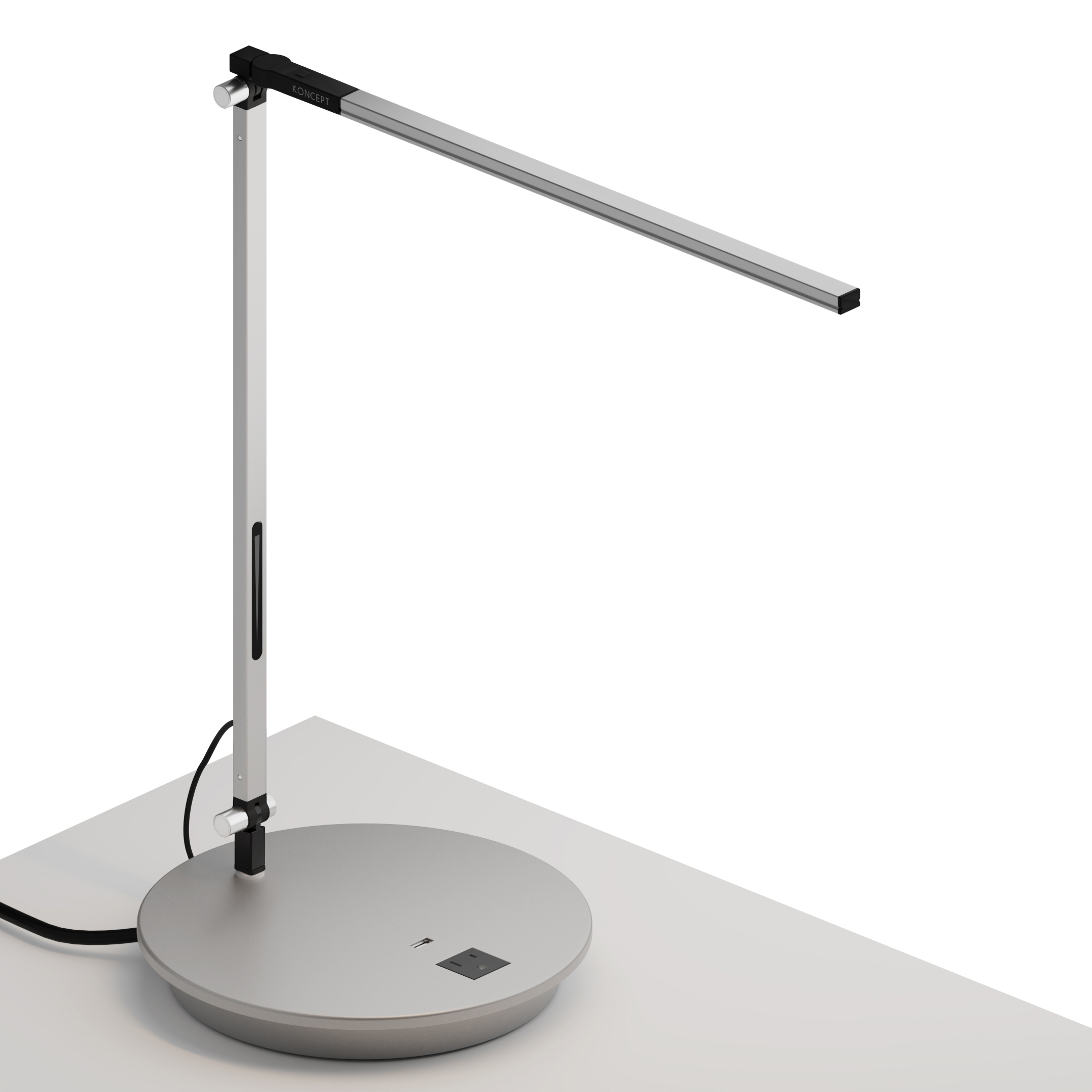 Mostra il prodotto Z-Bar Solo Desk Lamp with power base (USB and AC outlets), Silver del produttore Koncept