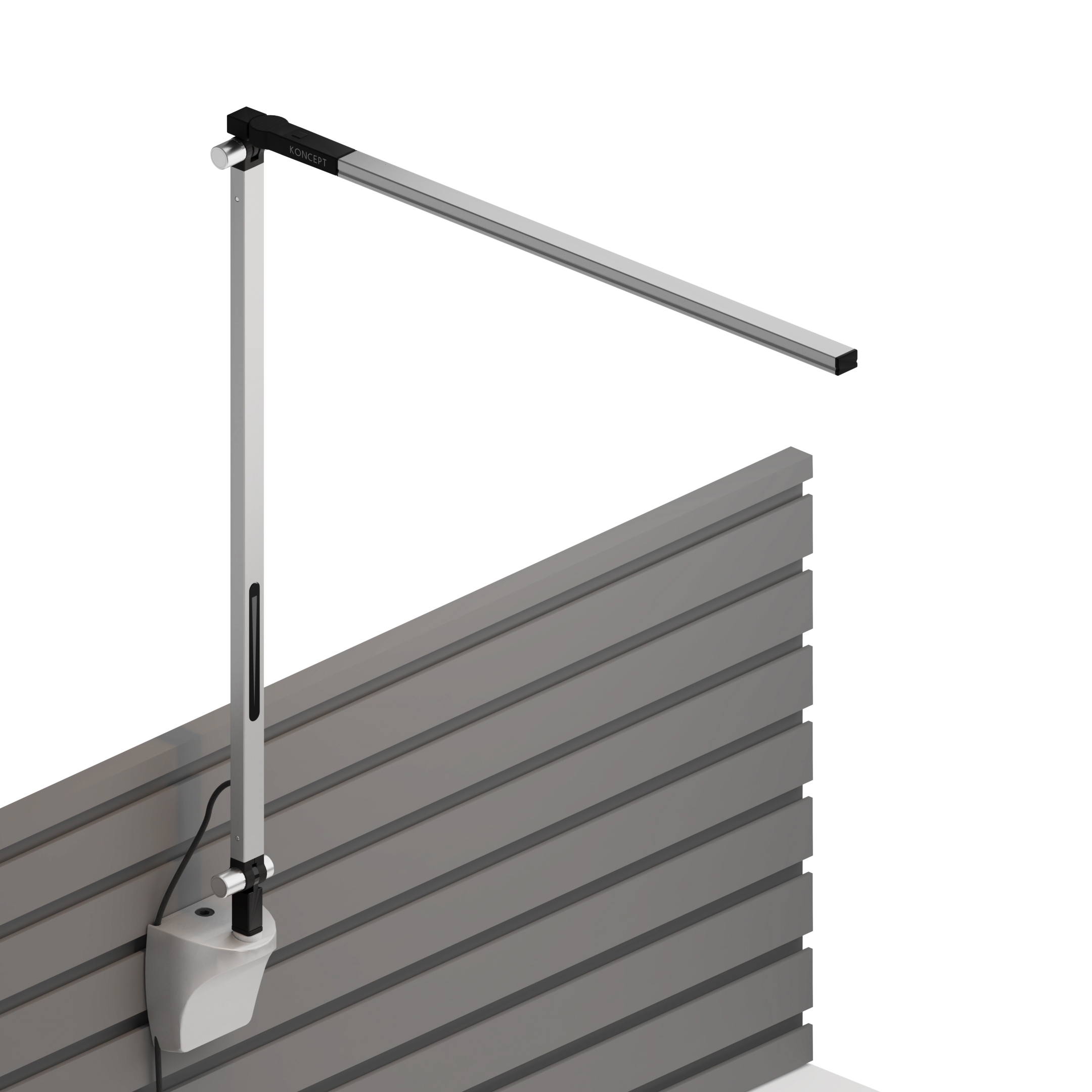 Z-Bar Solo Desk Lamp with slatwall mount, Silver