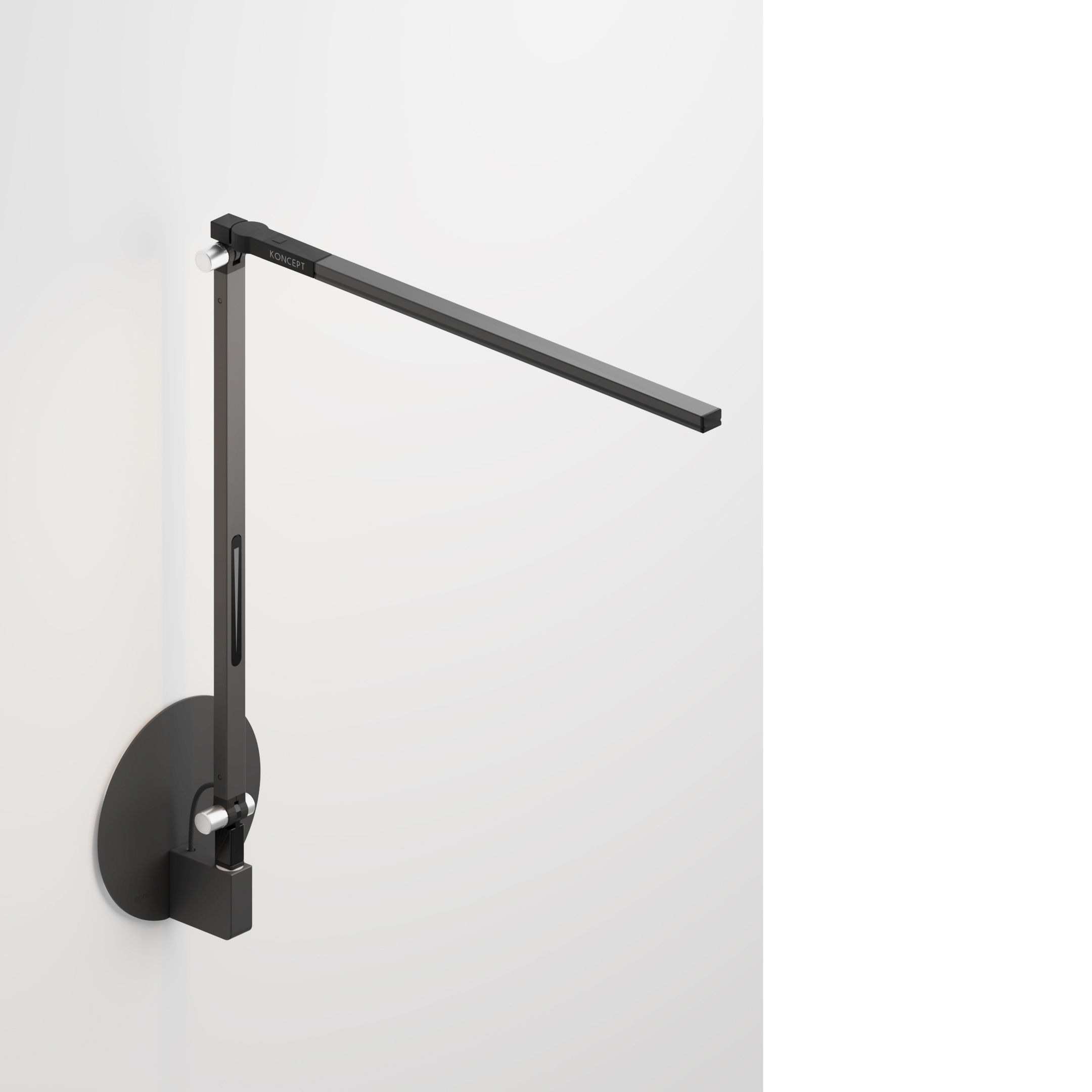Mostra il prodotto Z-Bar Solo mini Desk Lamp with hardwire wall mount, Metallic Black del produttore Koncept