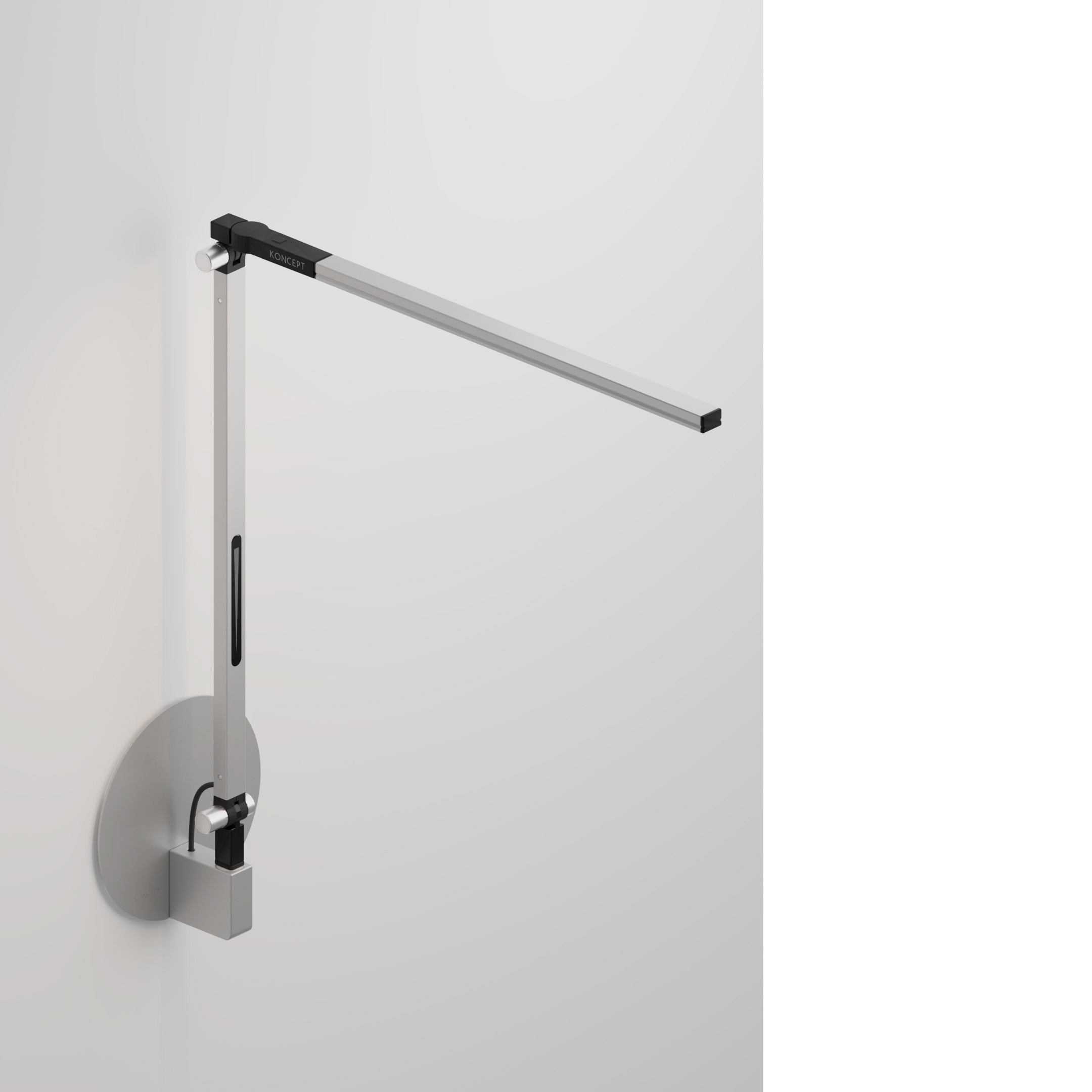 Z-Bar Solo mini Desk Lamp with hardwire wall mount, Silver