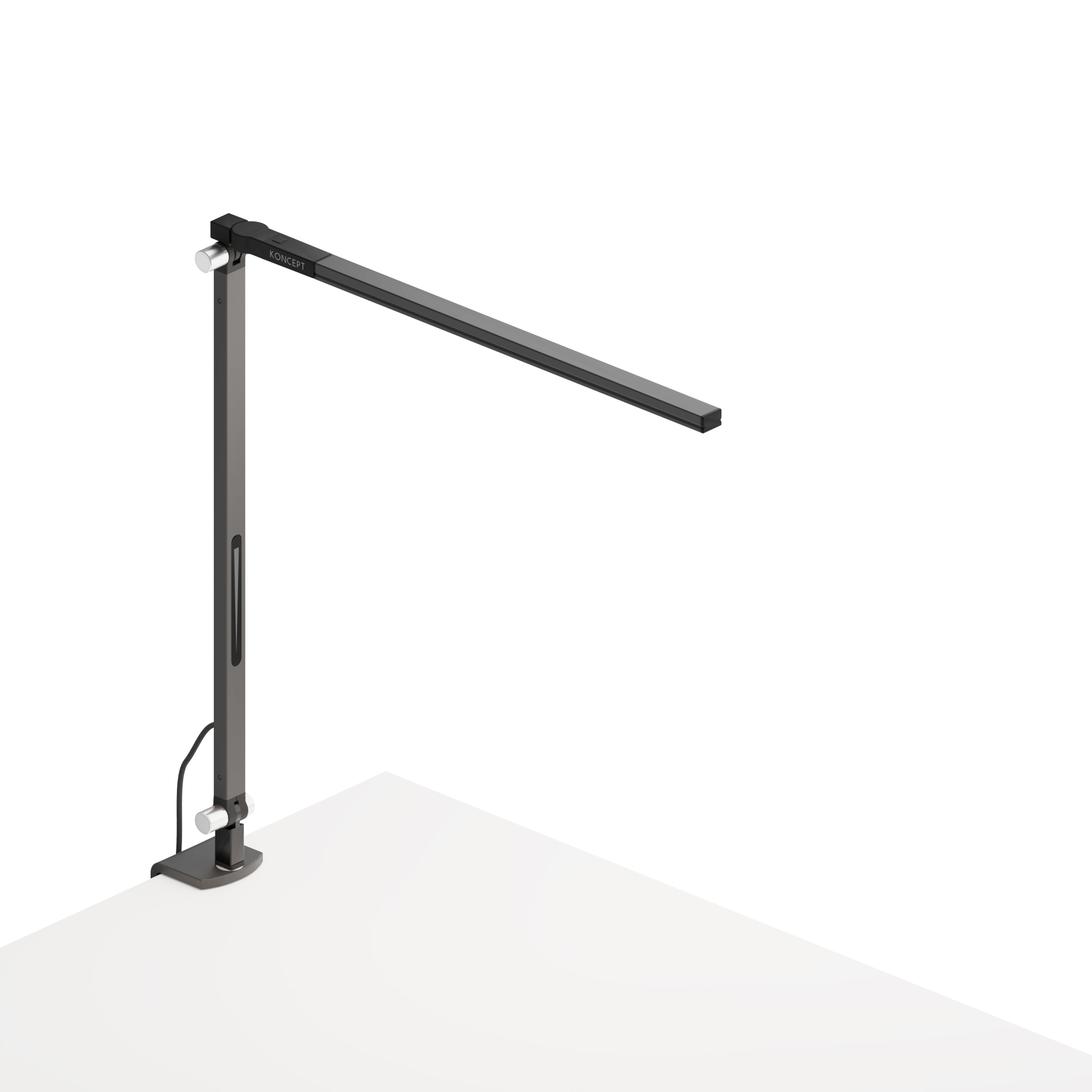 Mostra il prodotto Z-Bar Solo mini Desk Lamp with one-piece desk clamp, Metallic Black del produttore Koncept