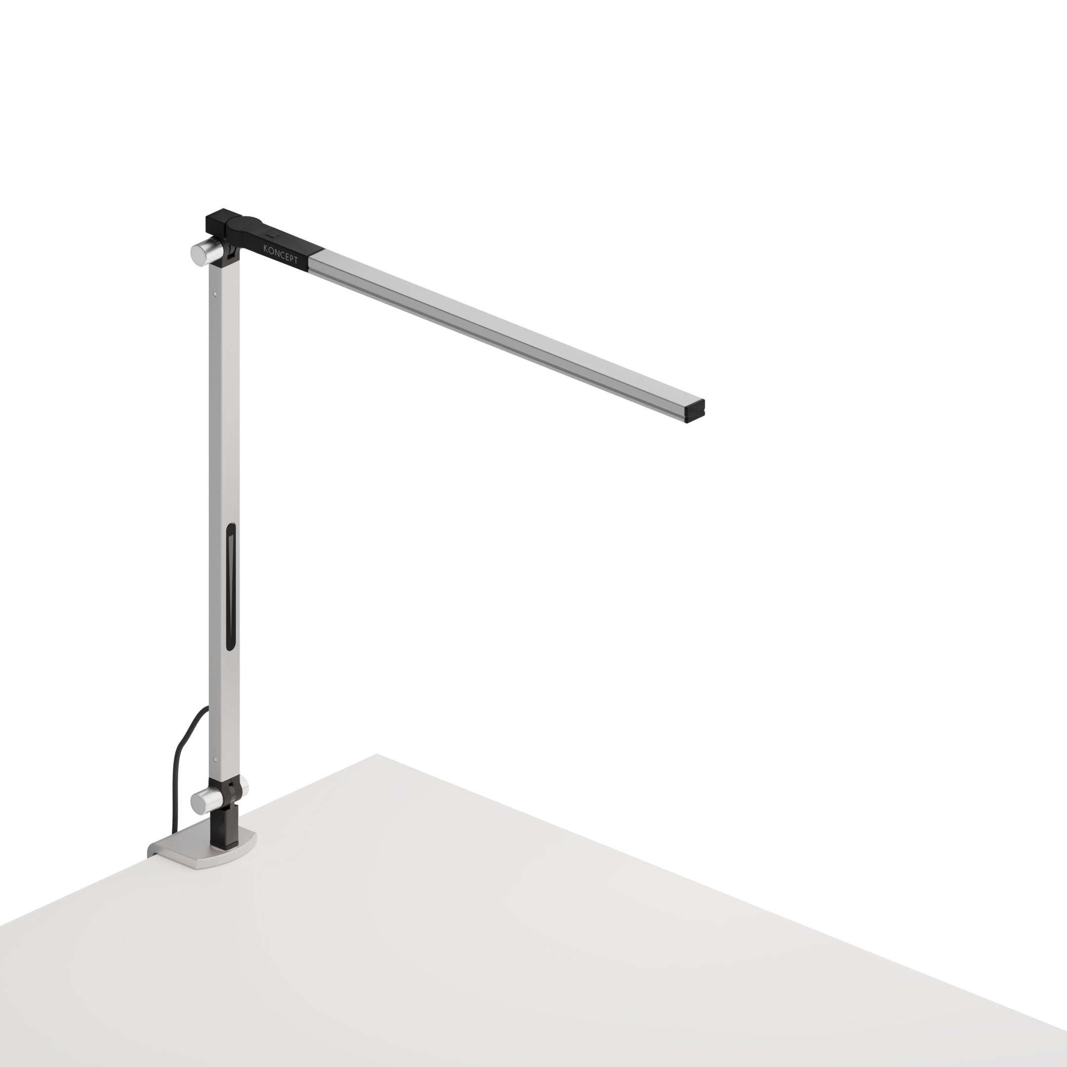 Z-Bar Solo mini Desk Lamp with one-piece desk clamp, Silver