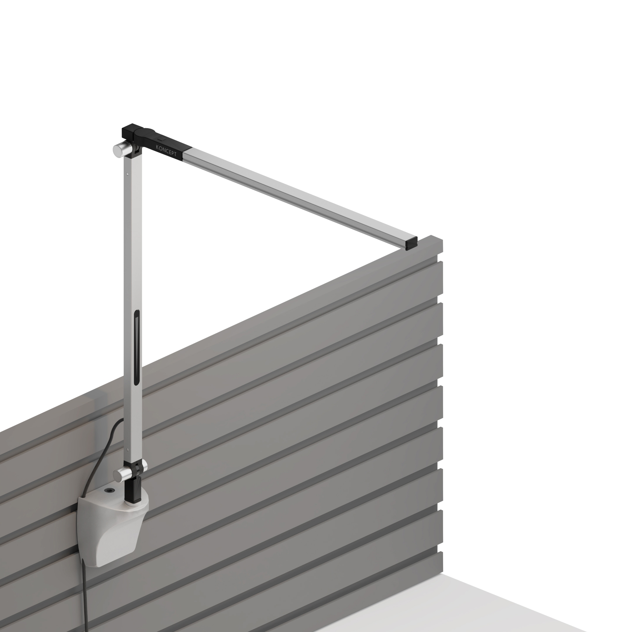 Z-Bar Solo mini Desk Lamp with slatwall mount, Silver