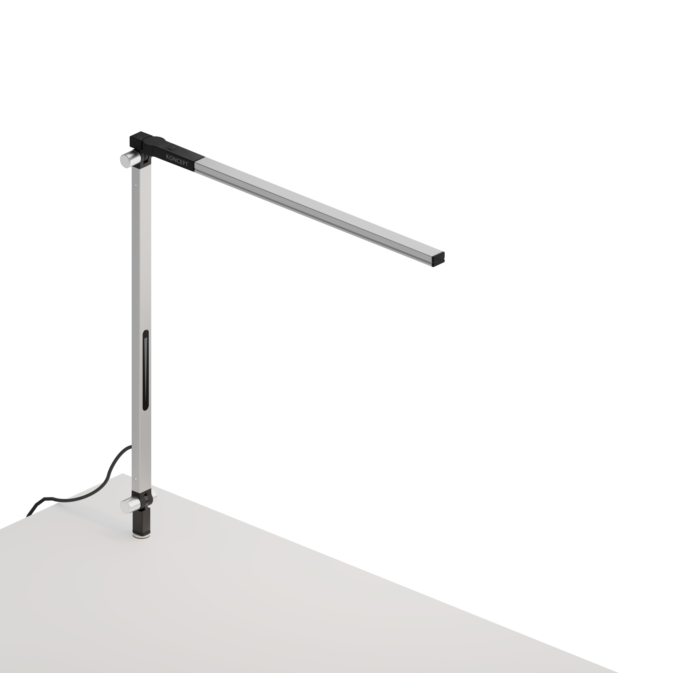 Z-Bar Solo mini Desk Lamp with through-table mount, Silver