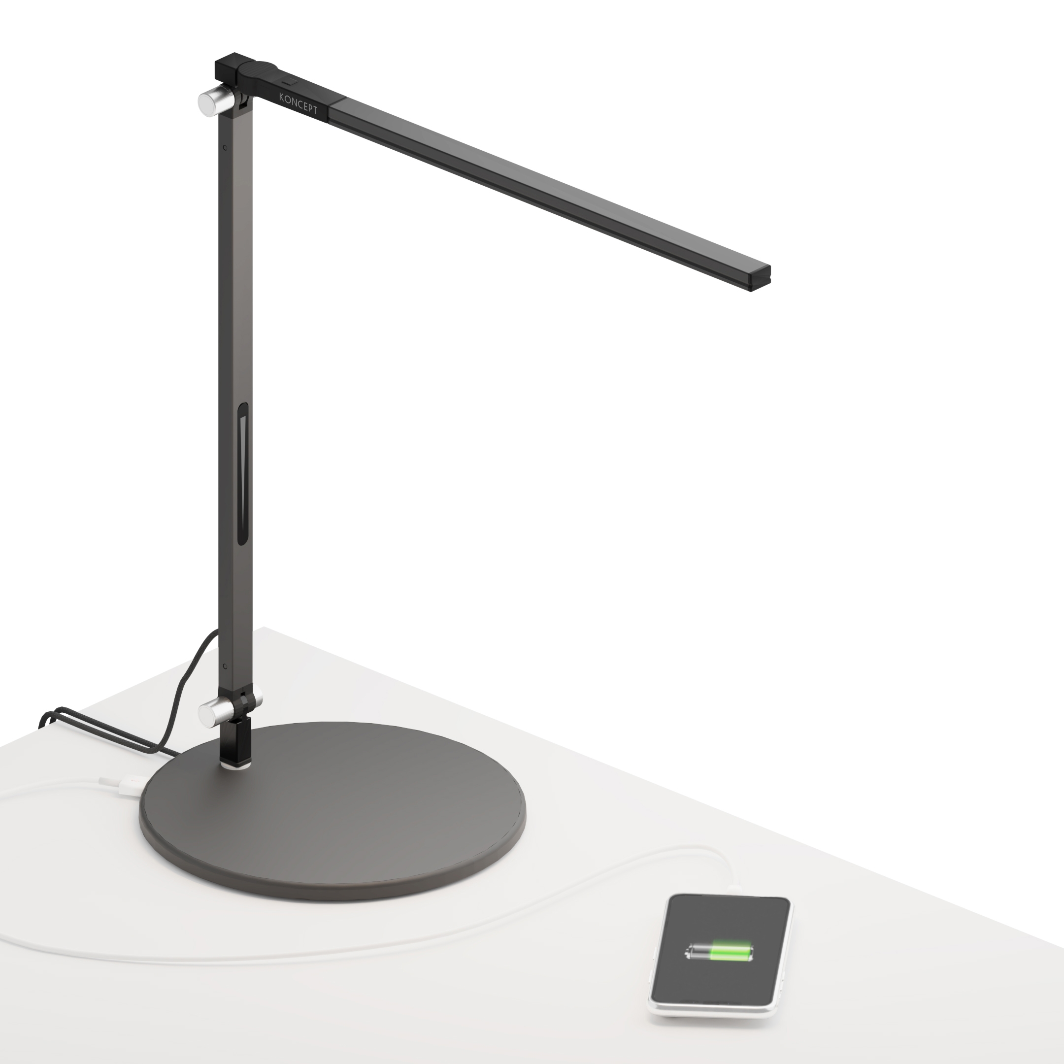 Mostra il prodotto Z-Bar Solo mini Desk Lamp with USB base, Metallic Black del produttore Koncept
