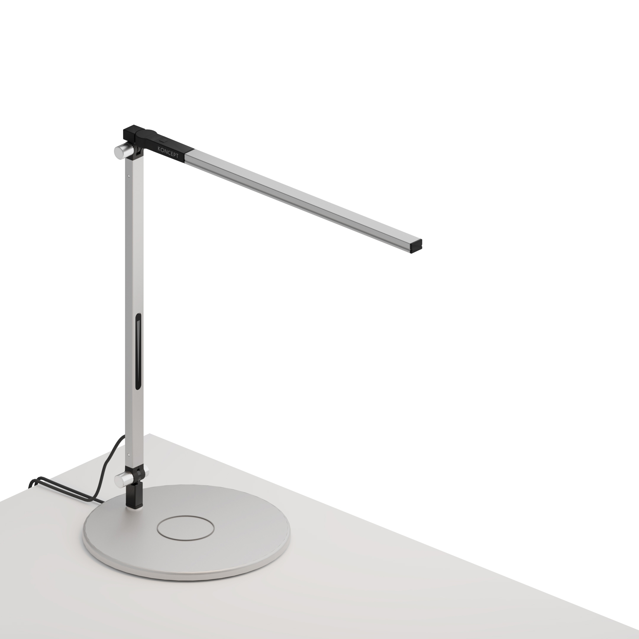 Z-Bar Solo mini Desk Lamp with wireless charging Qi base, Silver