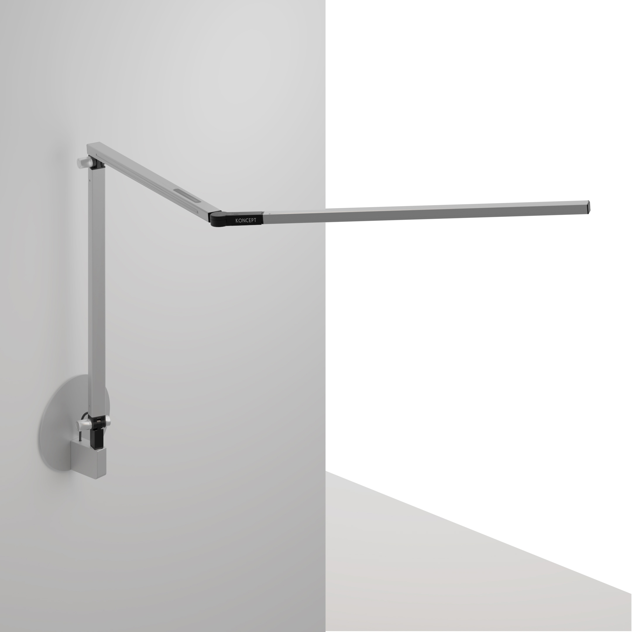 Z-Bar Desk Lamp with hardwire wall mount, Silver