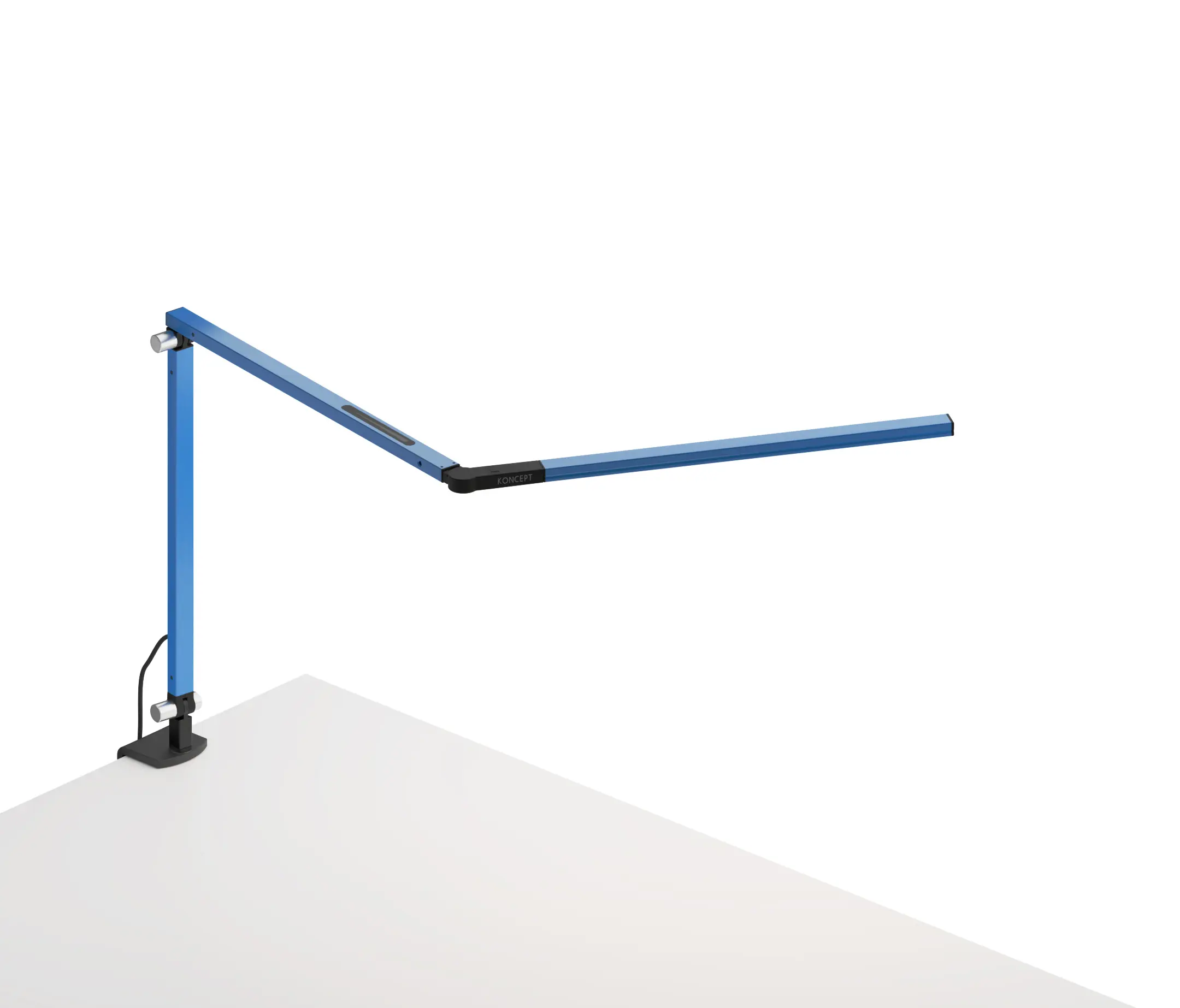 Koncept - Z-Bar mini Desk Lamp with Metallic Black one-piece desk clamp, Blue