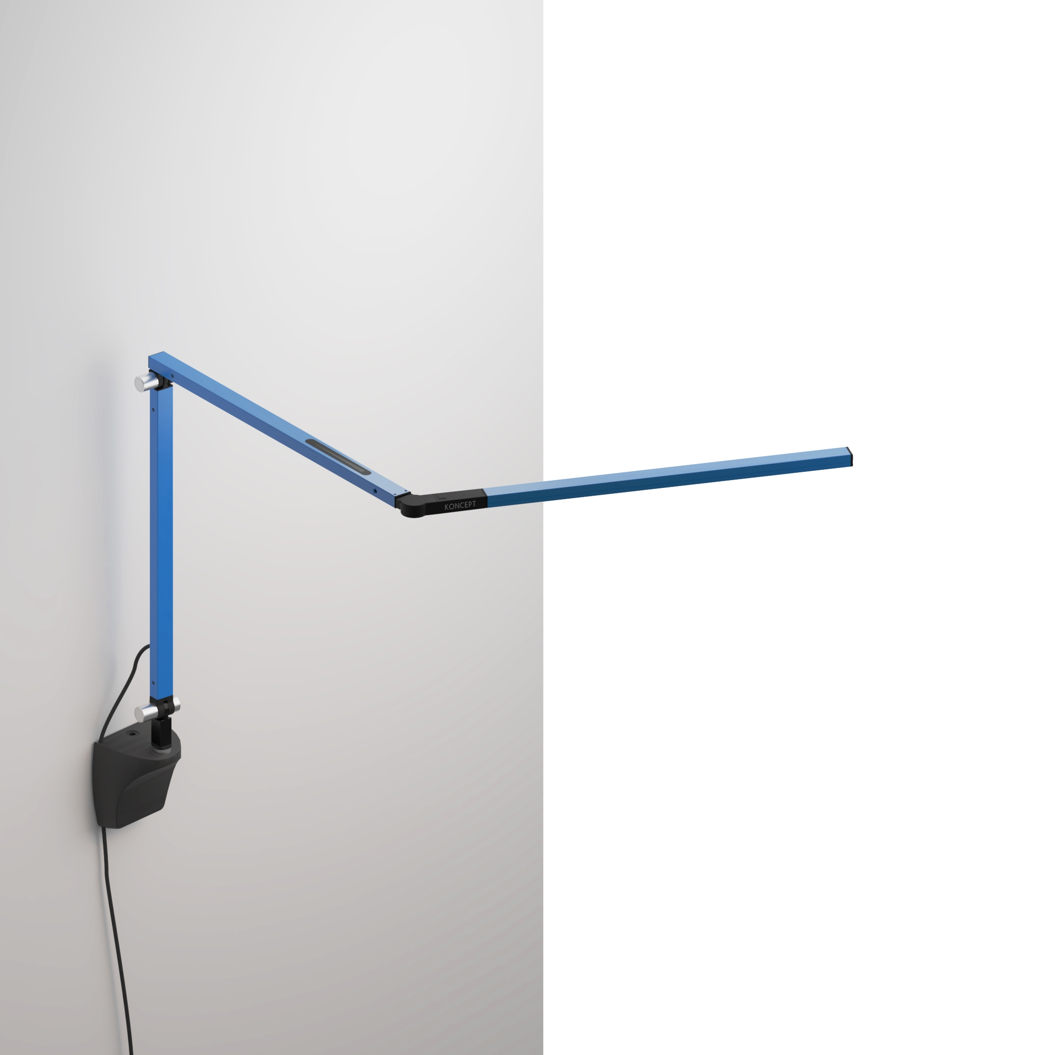 Mostra il prodotto Z-Bar mini Desk Lamp with Metallic Black wall mount, Blue del produttore Koncept