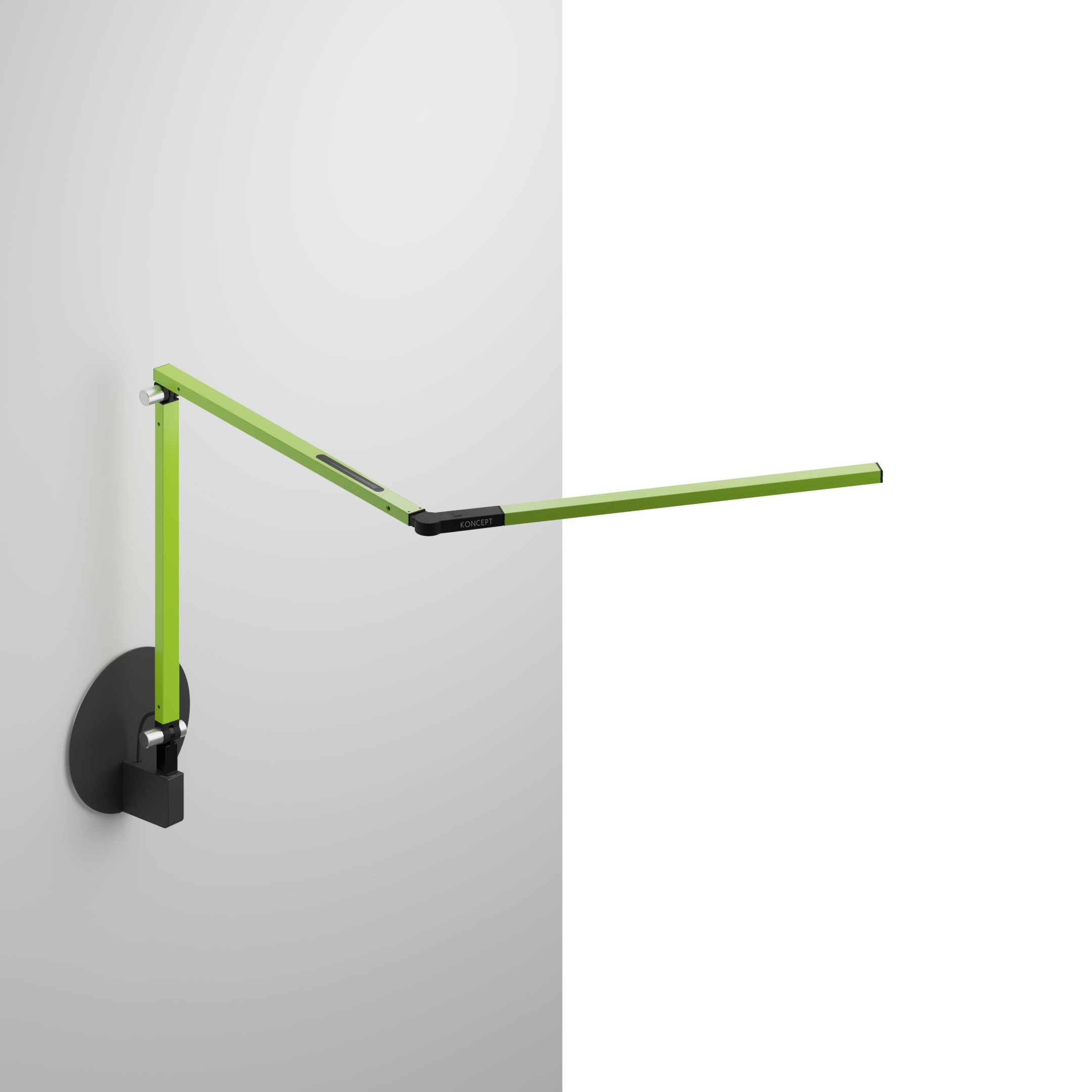 Z-Bar mini Desk Lamp with Metallic Black hardwire wall mount, Green