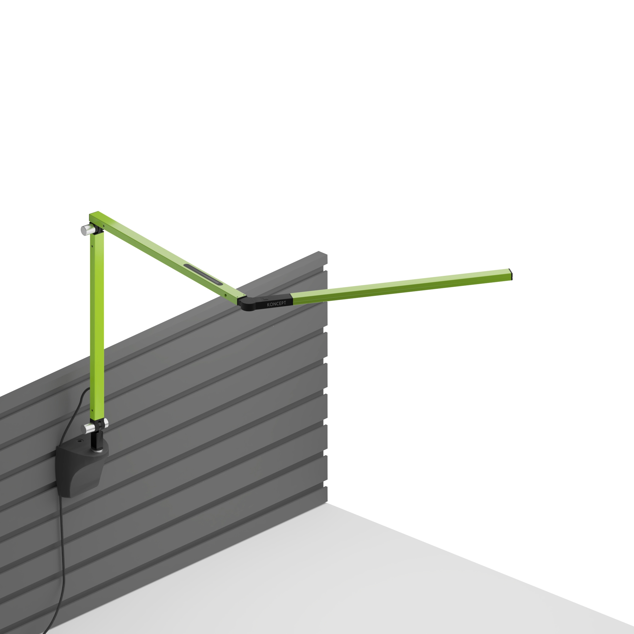 Z-Bar mini Desk Lamp with Metallic Black slatwall mount, Green