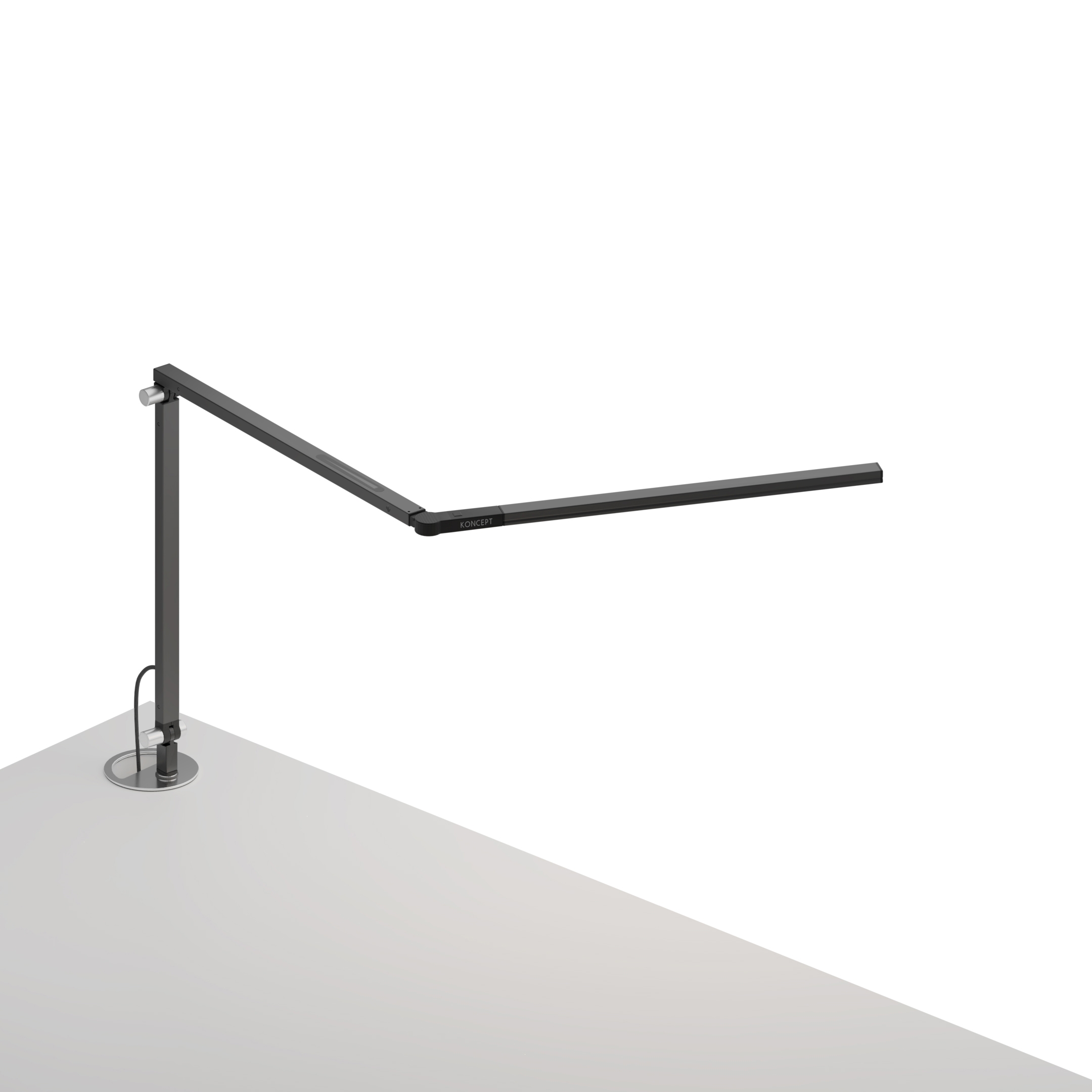 Z-Bar mini Desk Lamp with grommet mount, Metallic Black