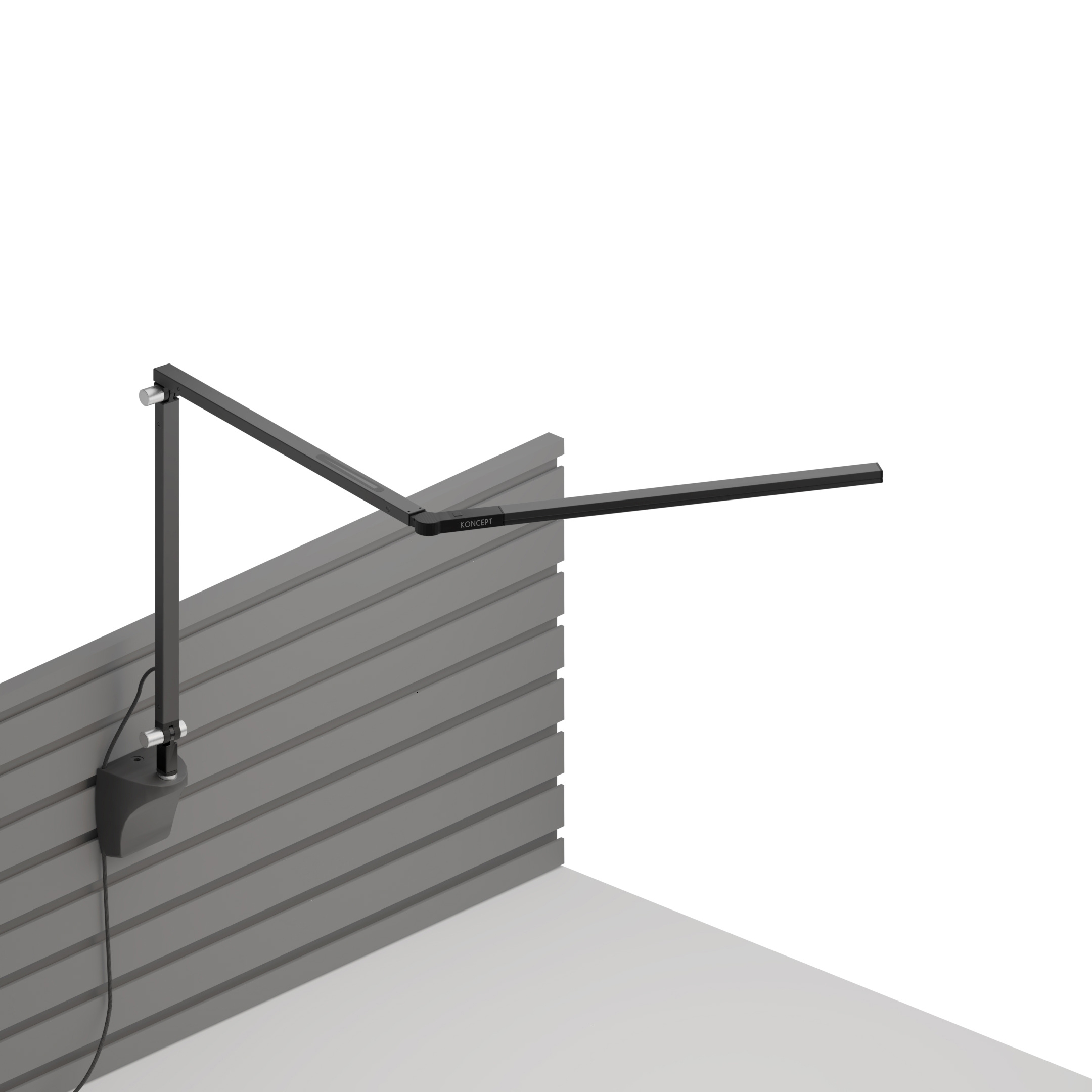 Z-Bar mini Desk Lamp with Metallic Black slatwall mount, Metallic Black
