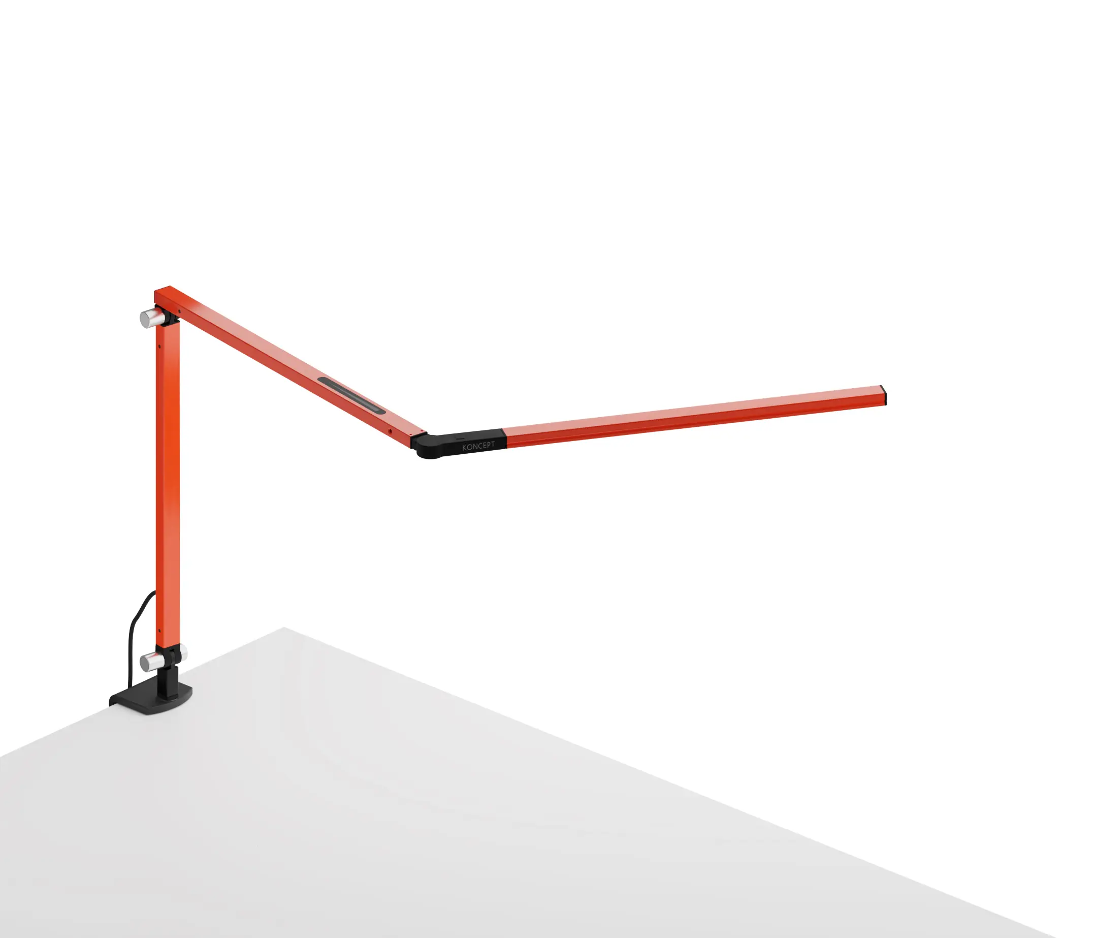 Koncept - Z-Bar mini Desk Lamp with Metallic Black one-piece desk clamp, Orange