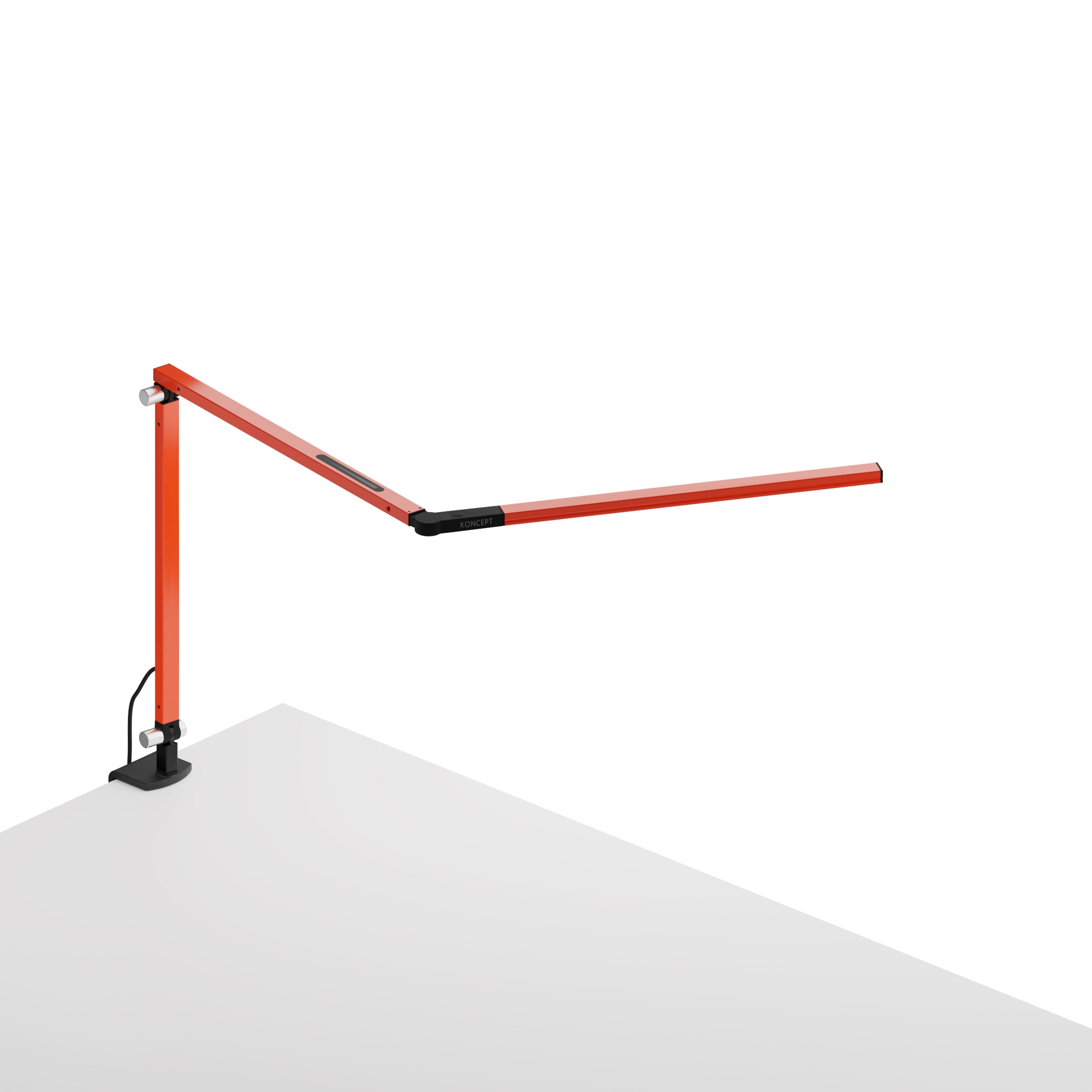 Z-Bar mini Desk Lamp with Metallic Black one-piece desk clamp, Orange
