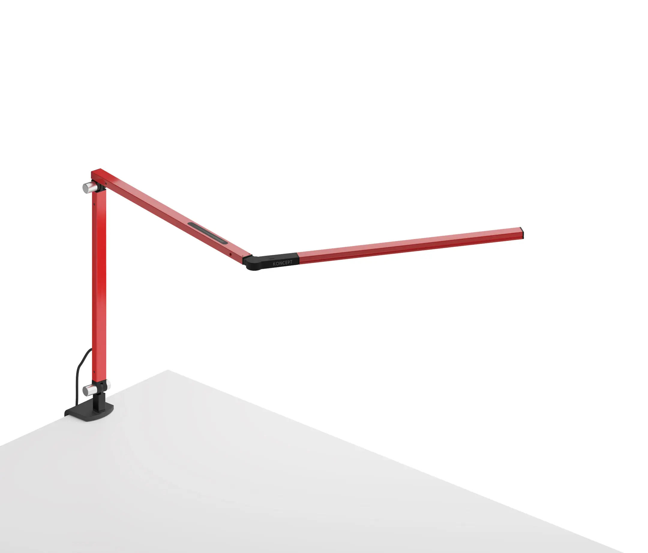 Koncept - Z-Bar mini Desk Lamp with Metallic Black one-piece desk clamp, Red