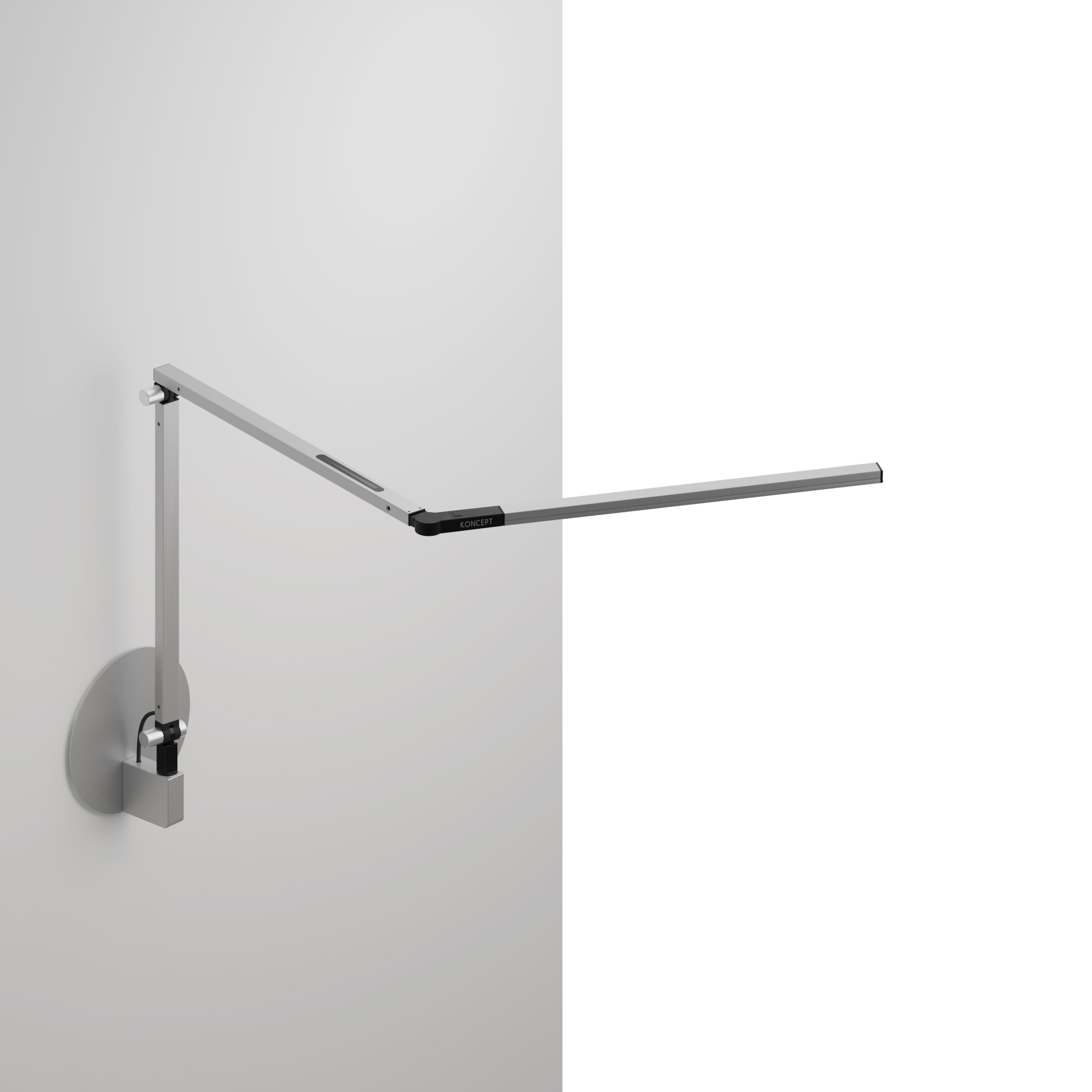 Z-Bar mini Desk Lamp with hardwire wall mount, Silver