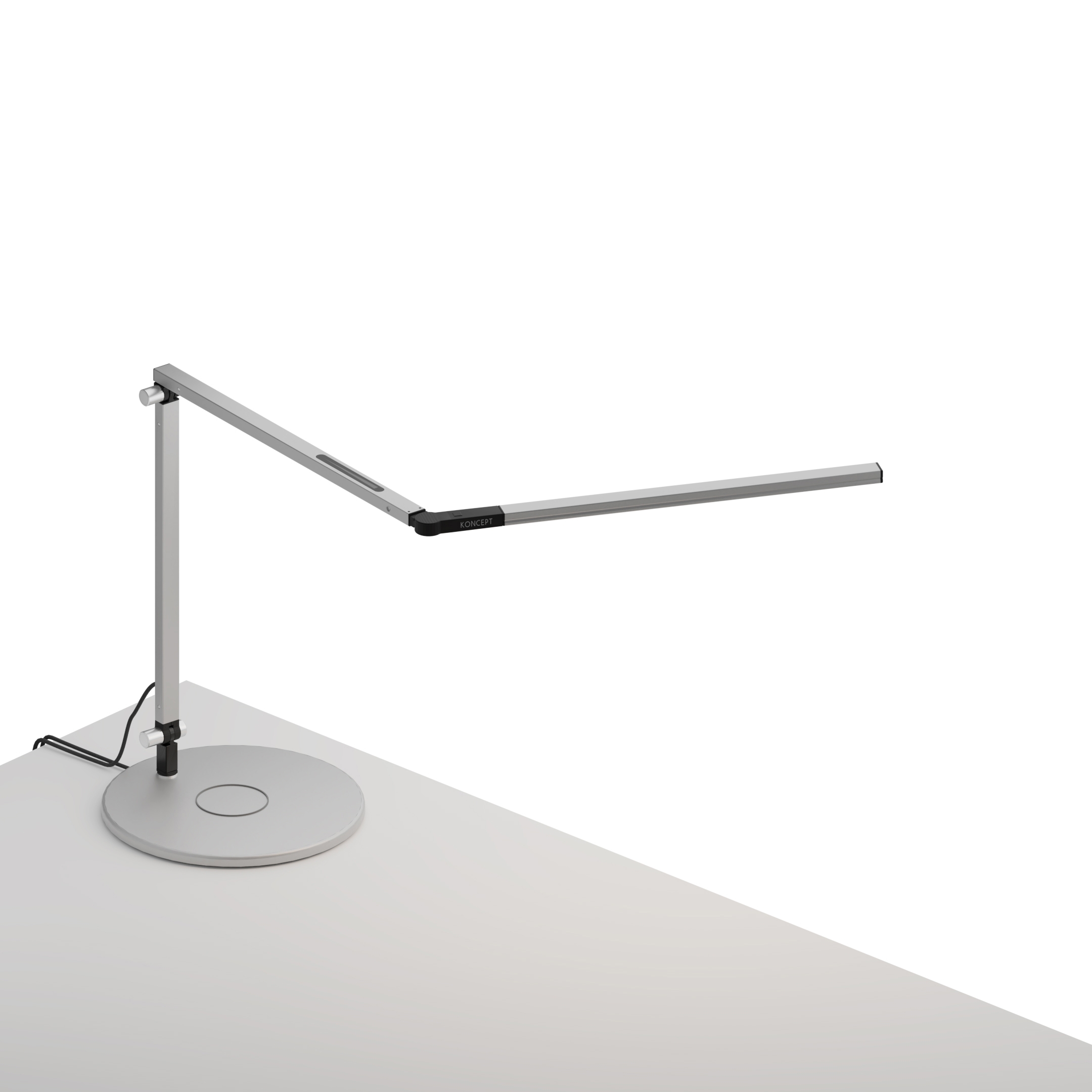 Z-Bar mini Desk Lamp with wireless charging Qi Base, Silver